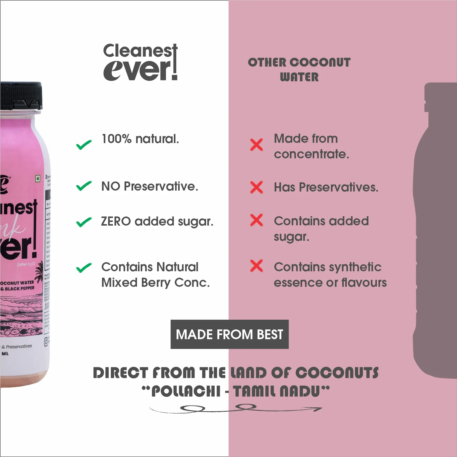 100% Natural Mix Berry Black Pepper Tender Coconut Water - 200ml, Pack of 4 (No Added Sugar, No Preservatives) - Image 4