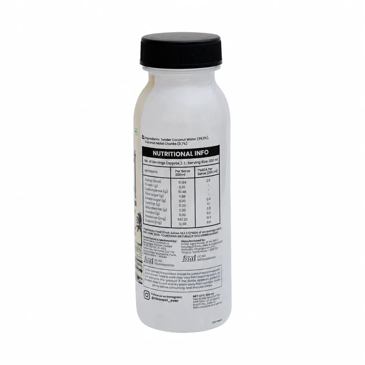 100% Natural Tender Coconut Water with Malai Chunks - 200ml, Pack of 4 (No Added Sugar, No Preservatives) - Image 3