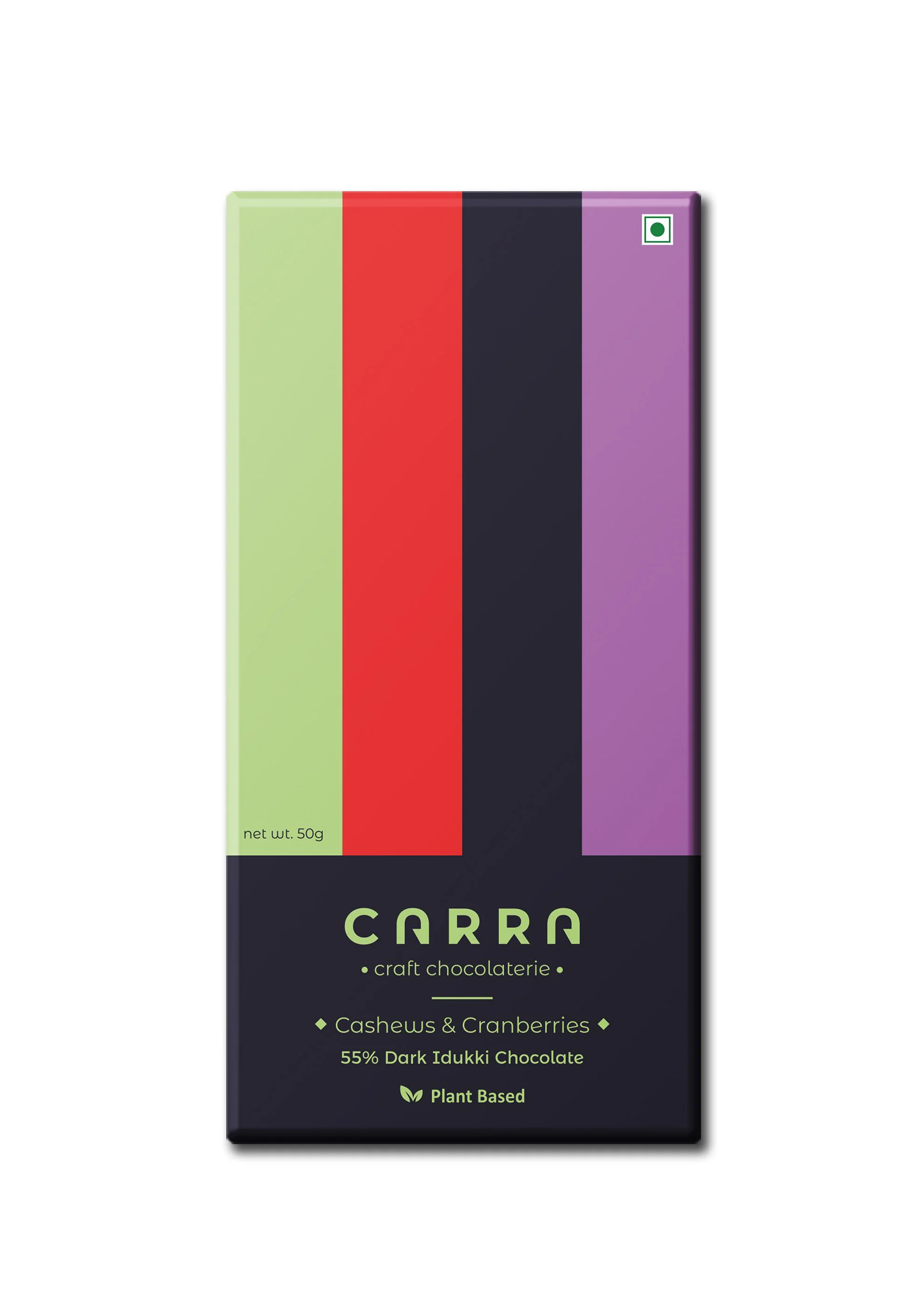 55% Cashews & Cranberries Dark Idukki Chocolate Bar, 50g