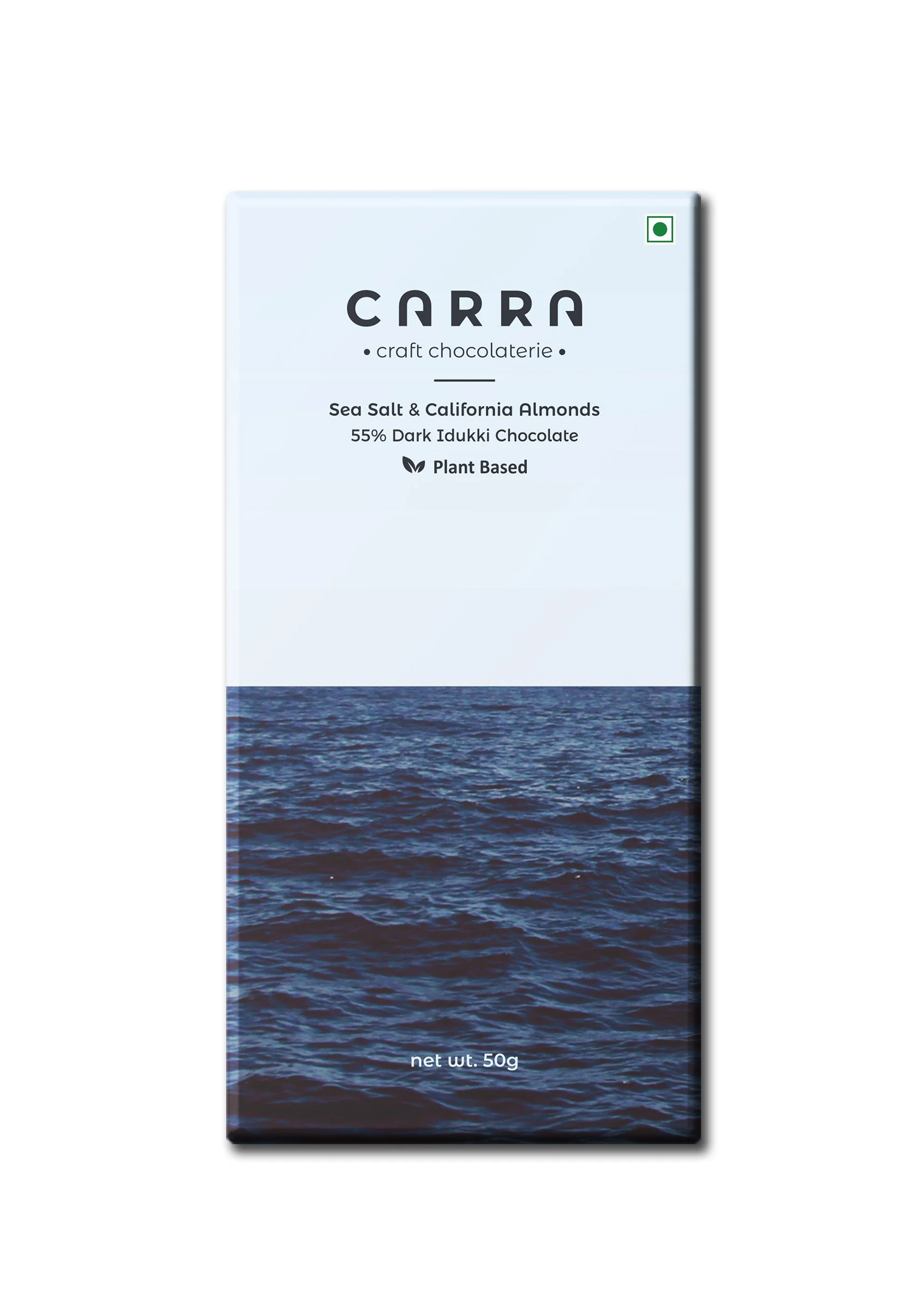 55% Sea Salt & California Almonds Dark Idukki Chocolate Bar, 50g