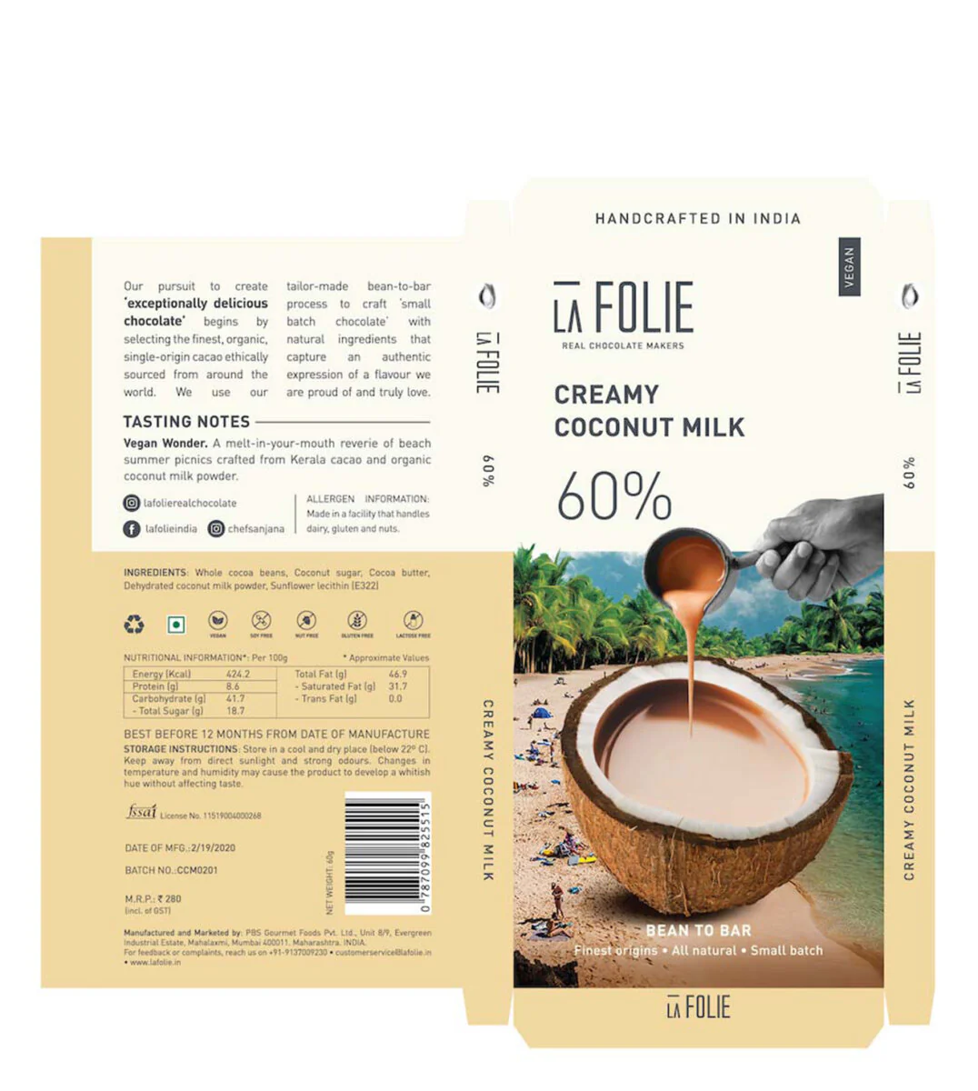 60% Creamy Coconut Milk Bar, 60g - Image 3