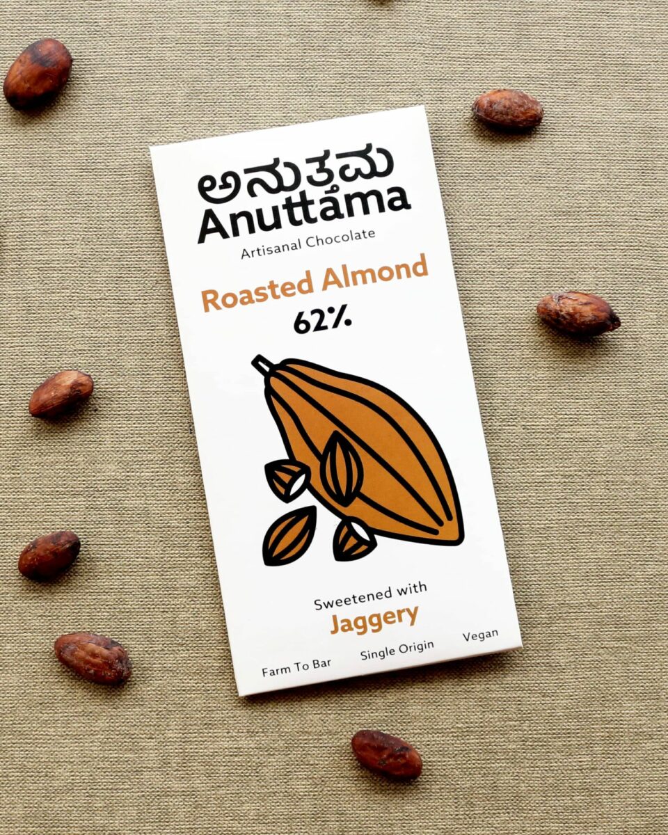 62% Cocoa | Roasted Almond | Sweetened With Jaggery – 50g