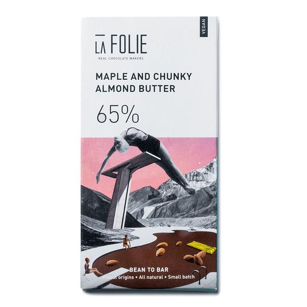 65% Maple & Chunky Almond Butter Chocolate Bar, 60g