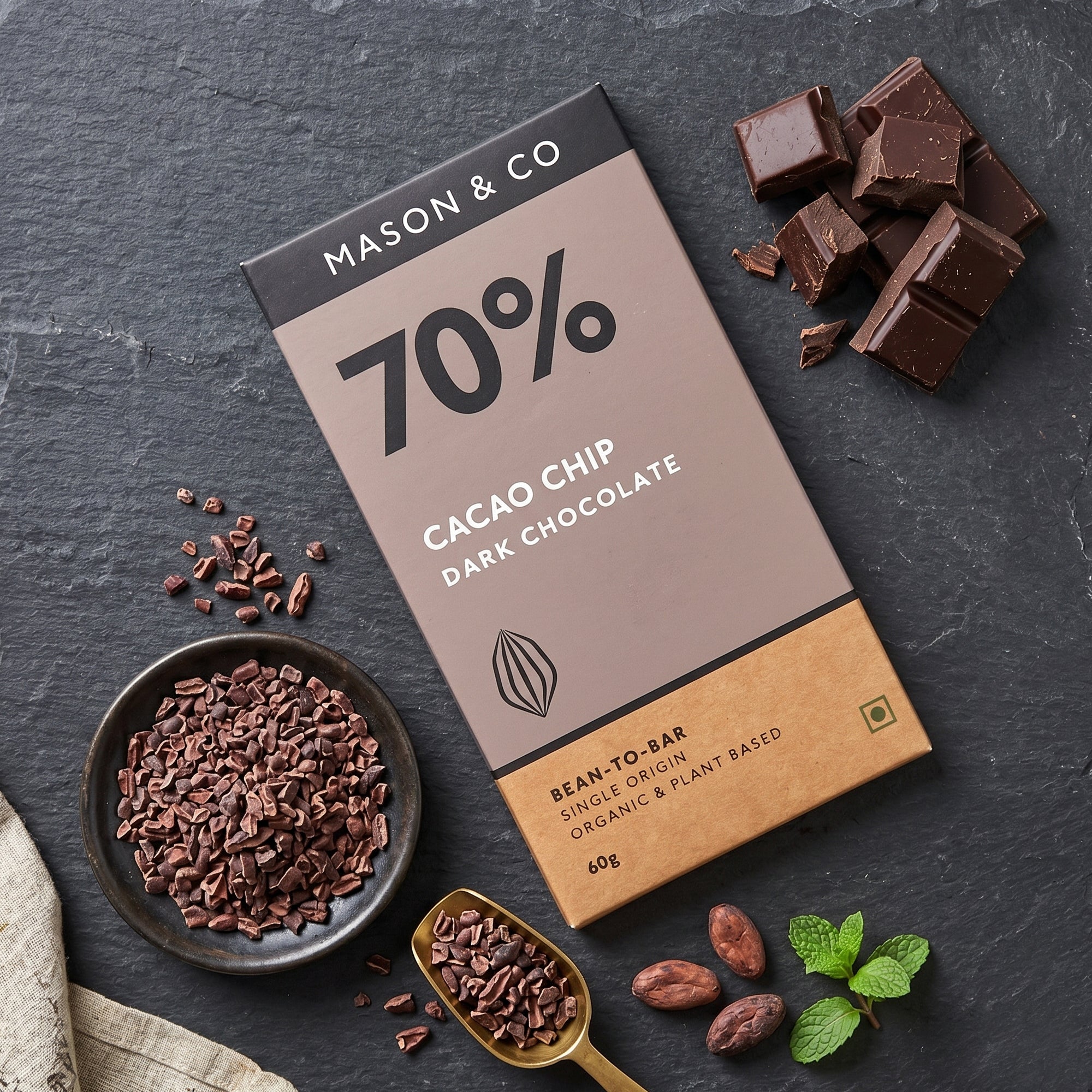 70% Cacao Chip Dark Chocolate, 60g - Image 3