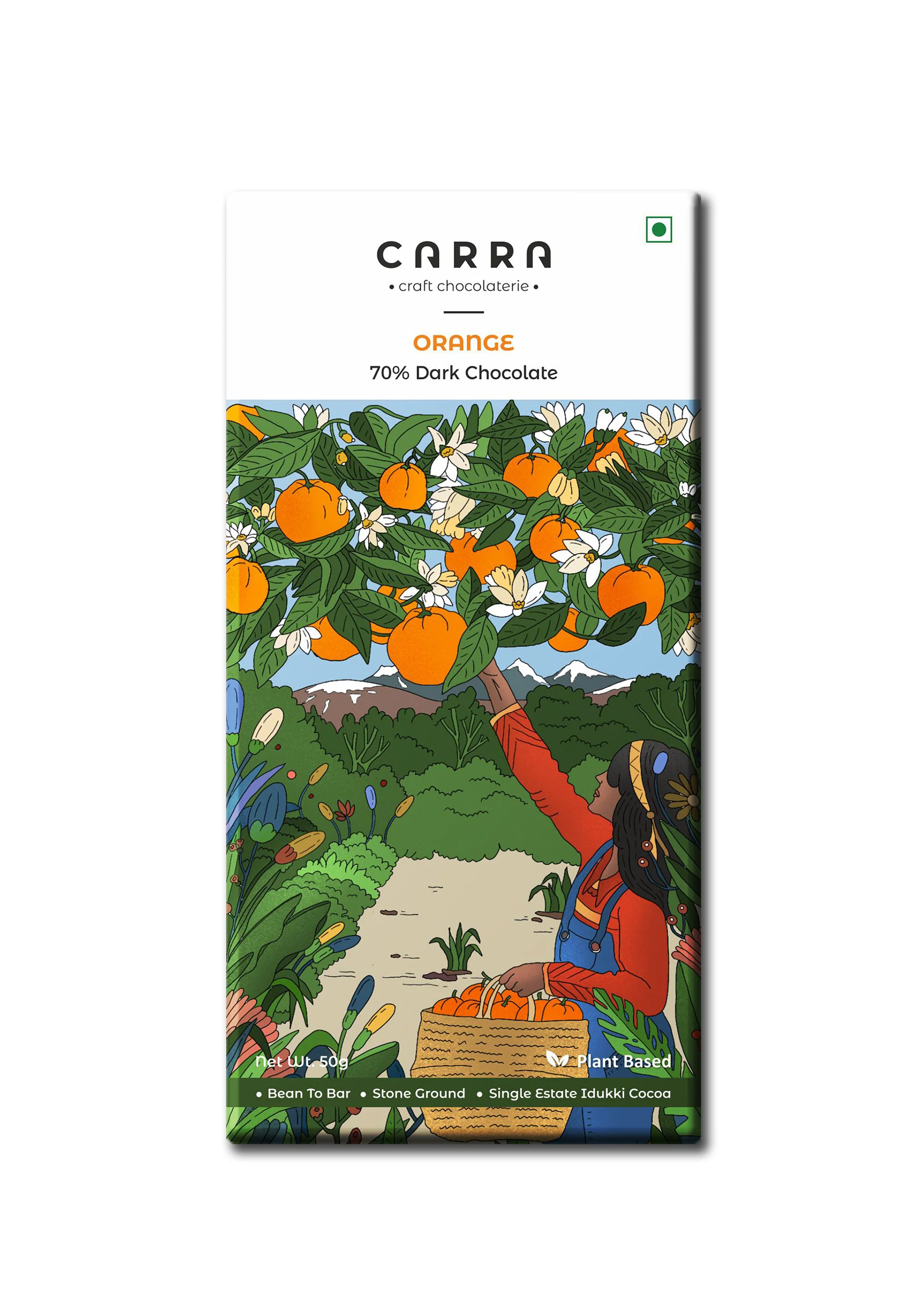 70% Orange Dark Chocolate Bar, 50g