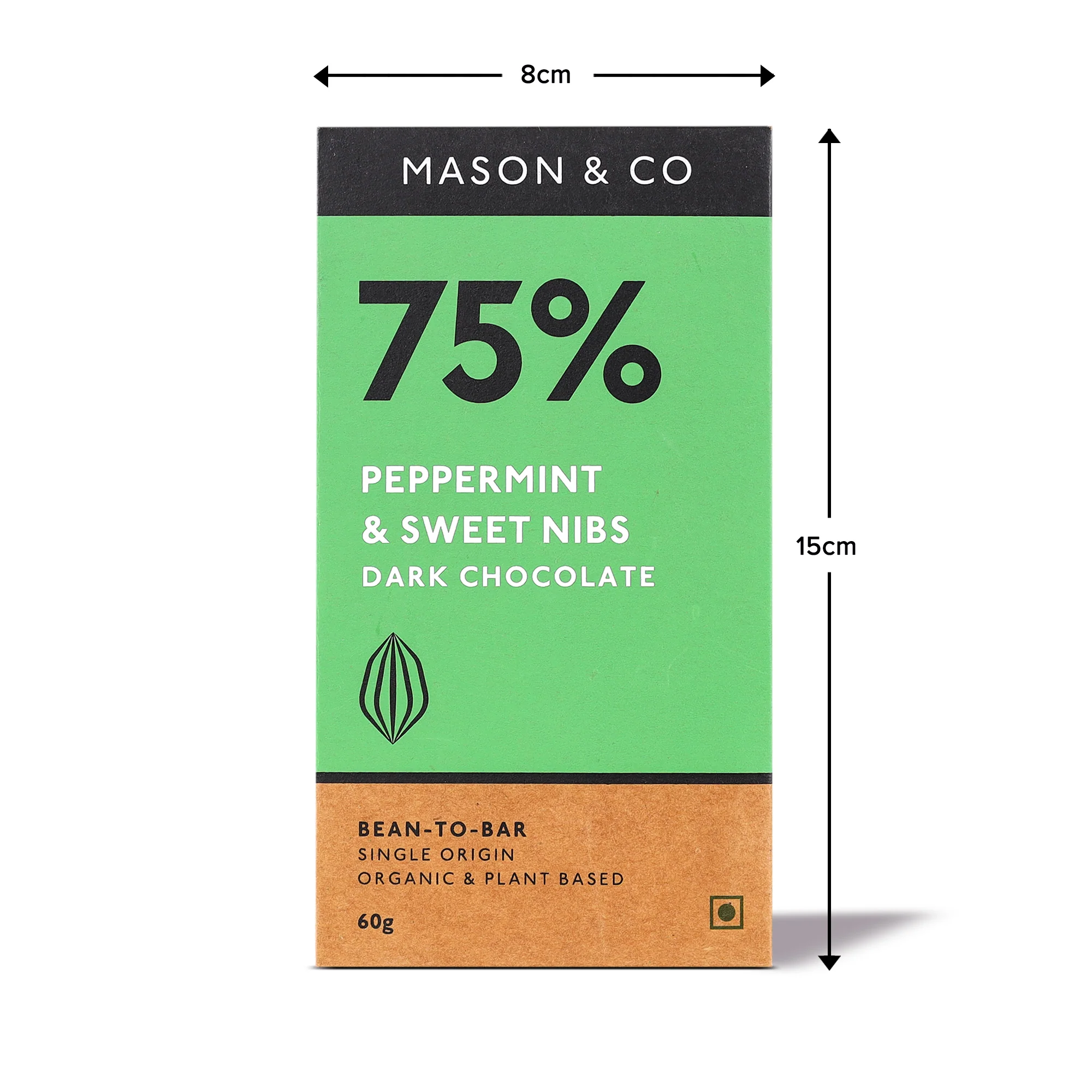 75% Dark Chocolate with Peppermint & Sweet Nibs, 60g - Image 4