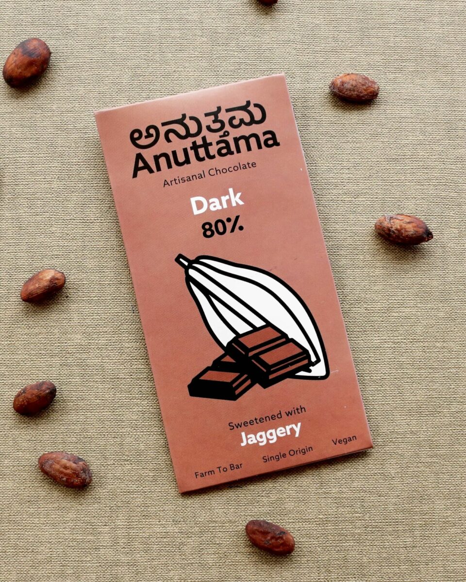 80% Dark Chocolate Bar,50g (Deep Cocoa, Jaggery Sweetened, Low Sweetness)