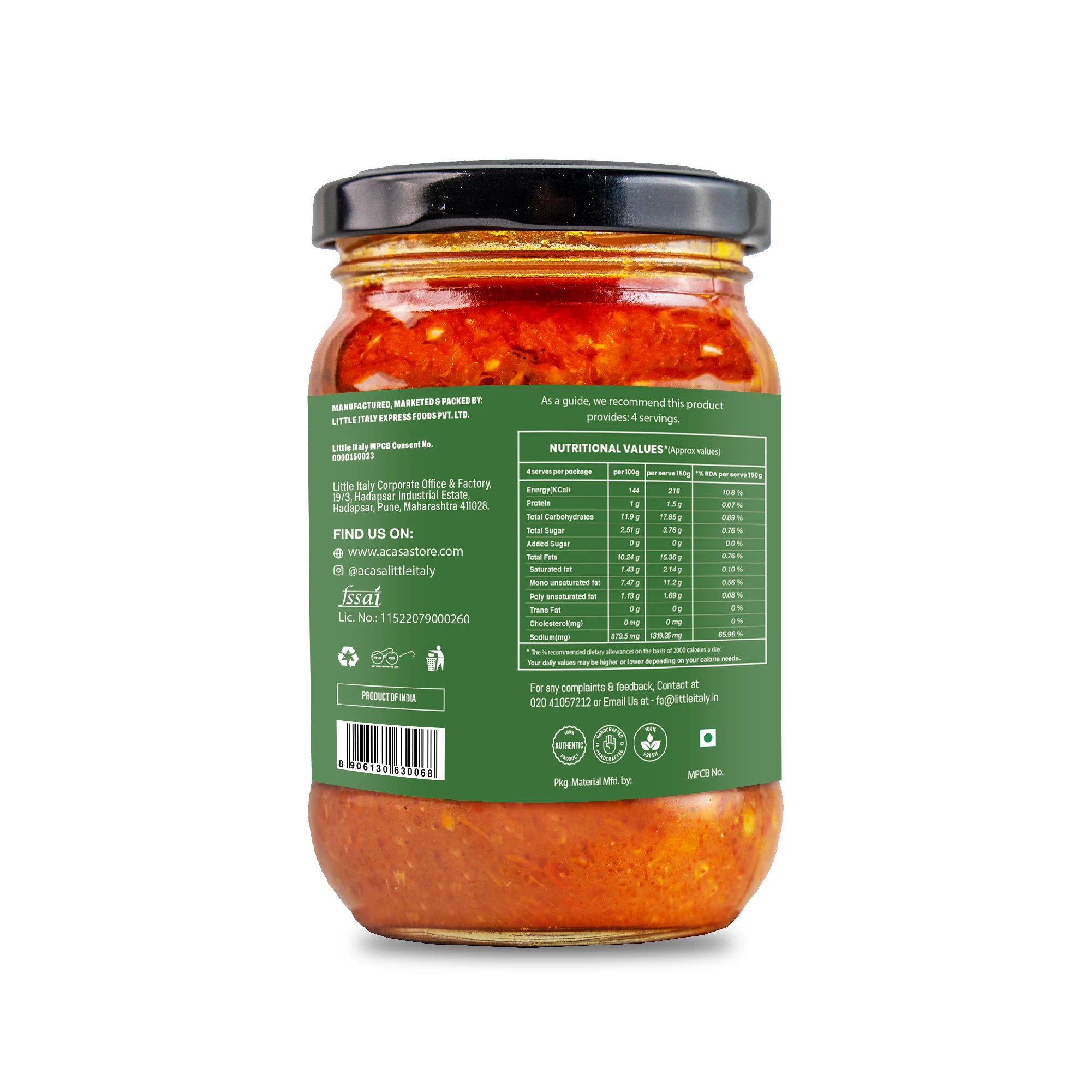 Arrabbiata Pasta Sauce by Little Italy, 300g - Image 2