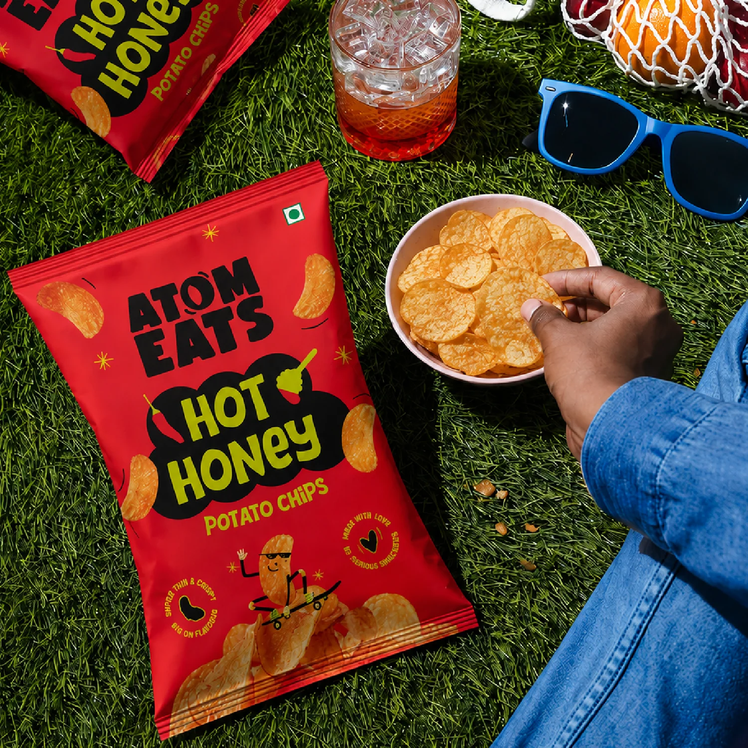 Atom Eats Hot Honey Potato Chips, 60g (Crispy Potato Chips, Sweet & Spicy Honey Chilli Flavor, Bold Crunchy Snack) - Image 2