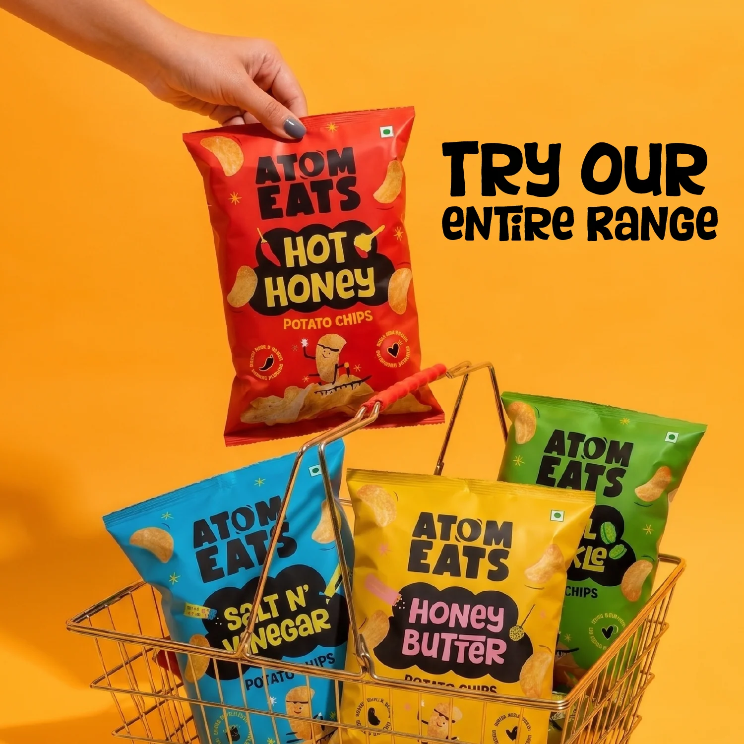 Atom Eats Hot Honey Potato Chips, 60g (Crispy Potato Chips, Sweet & Spicy Honey Chilli Flavor, Bold Crunchy Snack) - Image 5