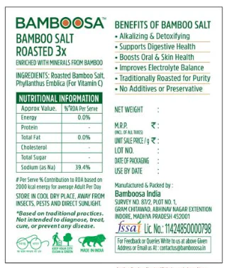 Bamboosa 3x Bamboo Roasted Salt, 500g (Mineral-Rich | Alkaline Salt | Cooking & Wellness) - Image 2
