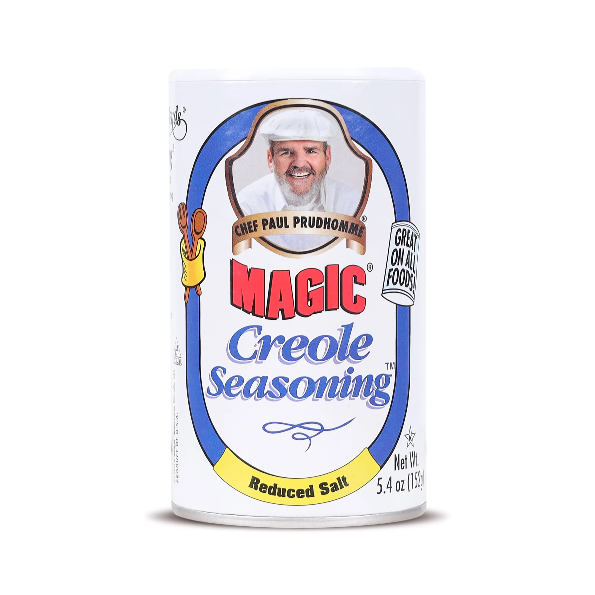 Chef Paul Prudhomme Magic Creole Seasoning – Reduced Sodium, 152g (Authentic Creole Spice Blend, Bold Flavor with Less Salt, No MSG or Preservatives, Gluten-free)