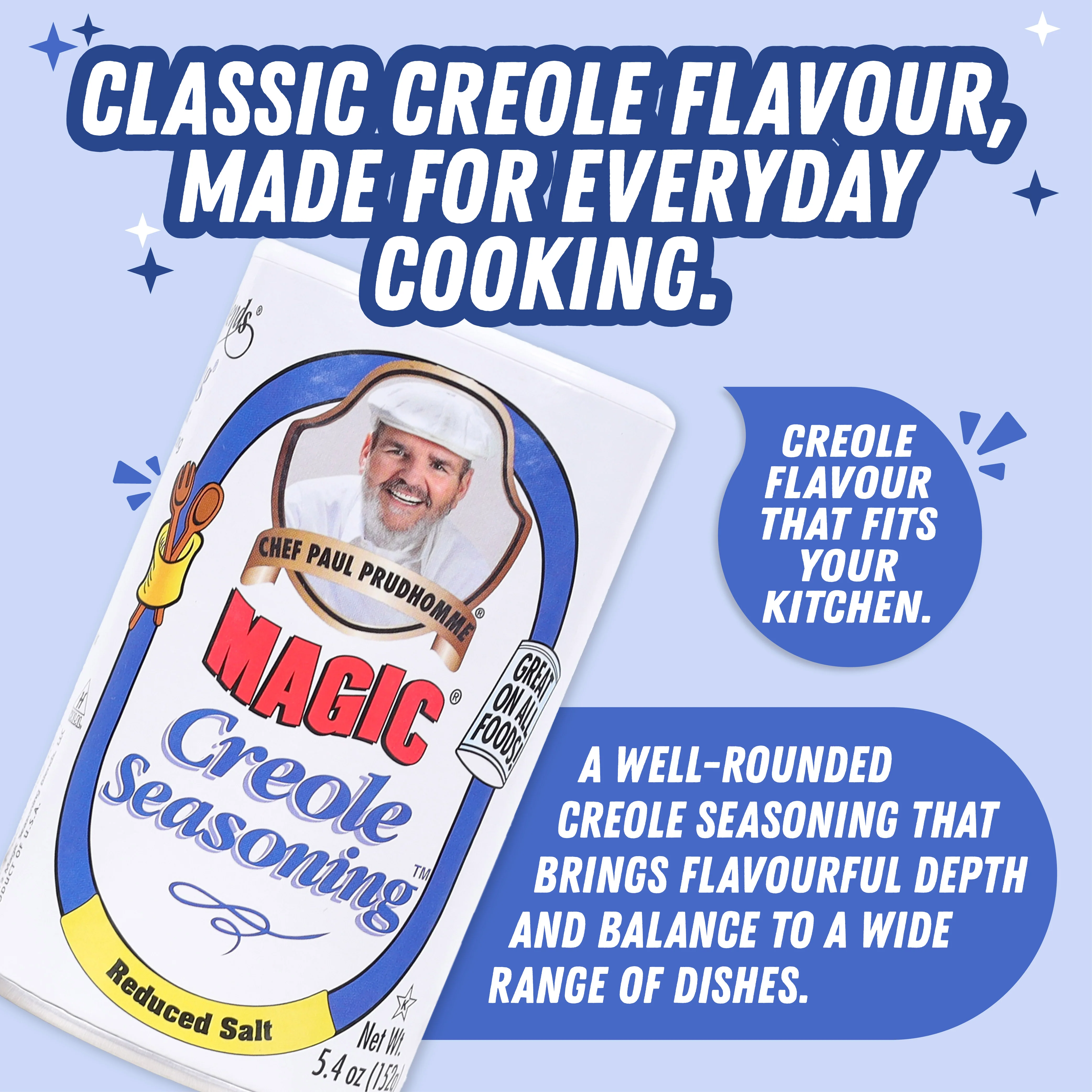 Chef Paul Prudhomme Magic Creole Seasoning – Reduced Sodium, 152g (Authentic Creole Spice Blend, Bold Flavor with Less Salt, No MSG or Preservatives, Gluten-free) - Image 4