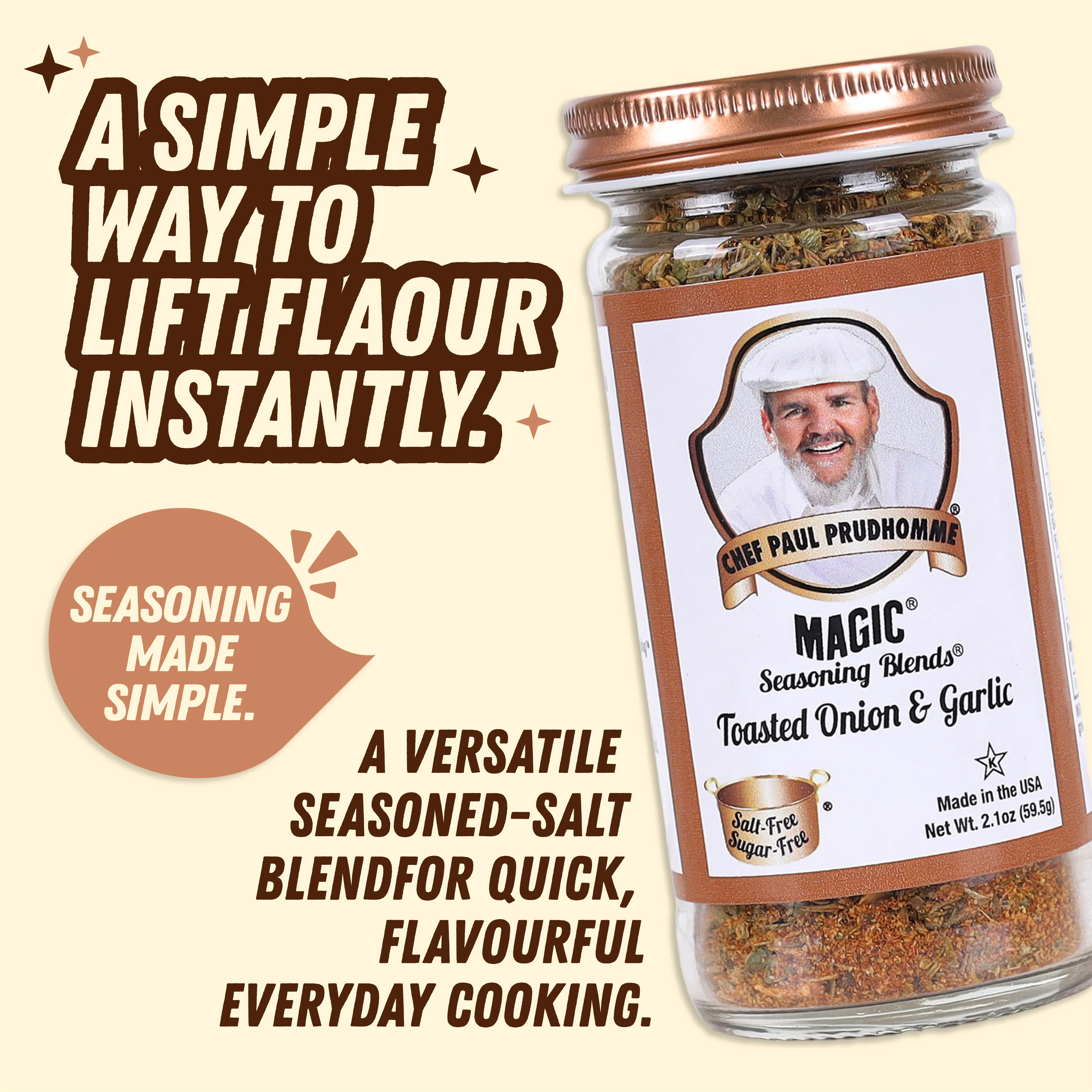 Chef Paul Prudhomme Toasted Onion & Garlic Magic Seasoning Blends, 59g (Salt-Free, Sugar-Free | Six Spice Flavor-Packed Blend) - Image 4