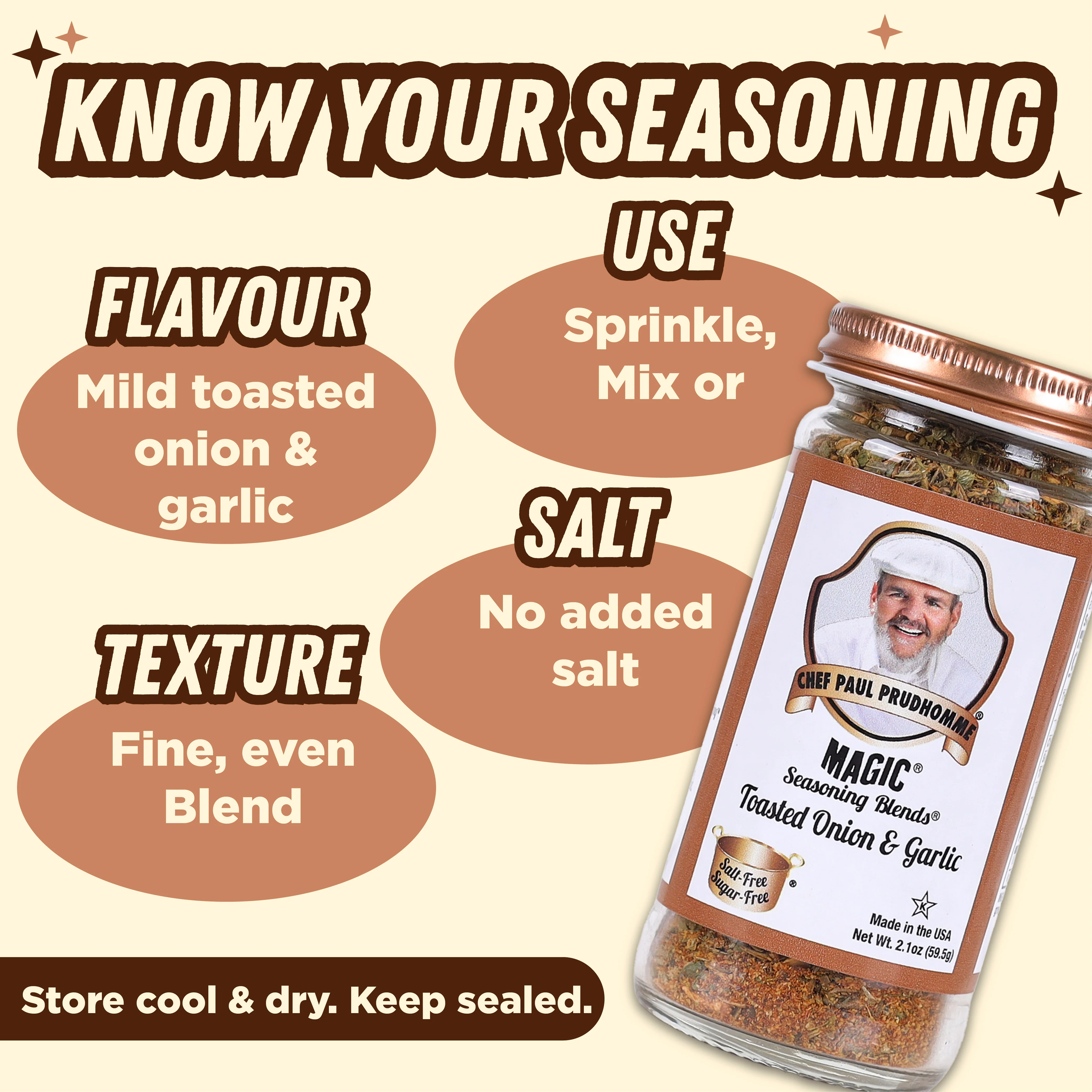 Chef Paul Prudhomme Toasted Onion & Garlic Magic Seasoning Blends, 59g (Salt-Free, Sugar-Free | Six Spice Flavor-Packed Blend) - Image 6