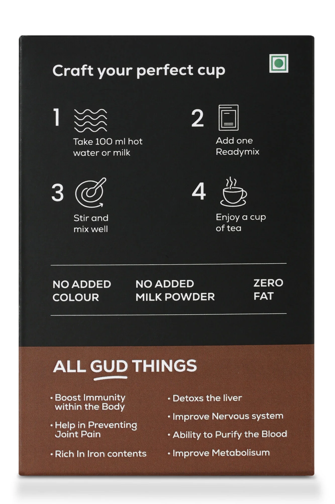 Chocolate Jaggery Tea Premix, 100g (10 sachets of 10 grams each) - Image 3