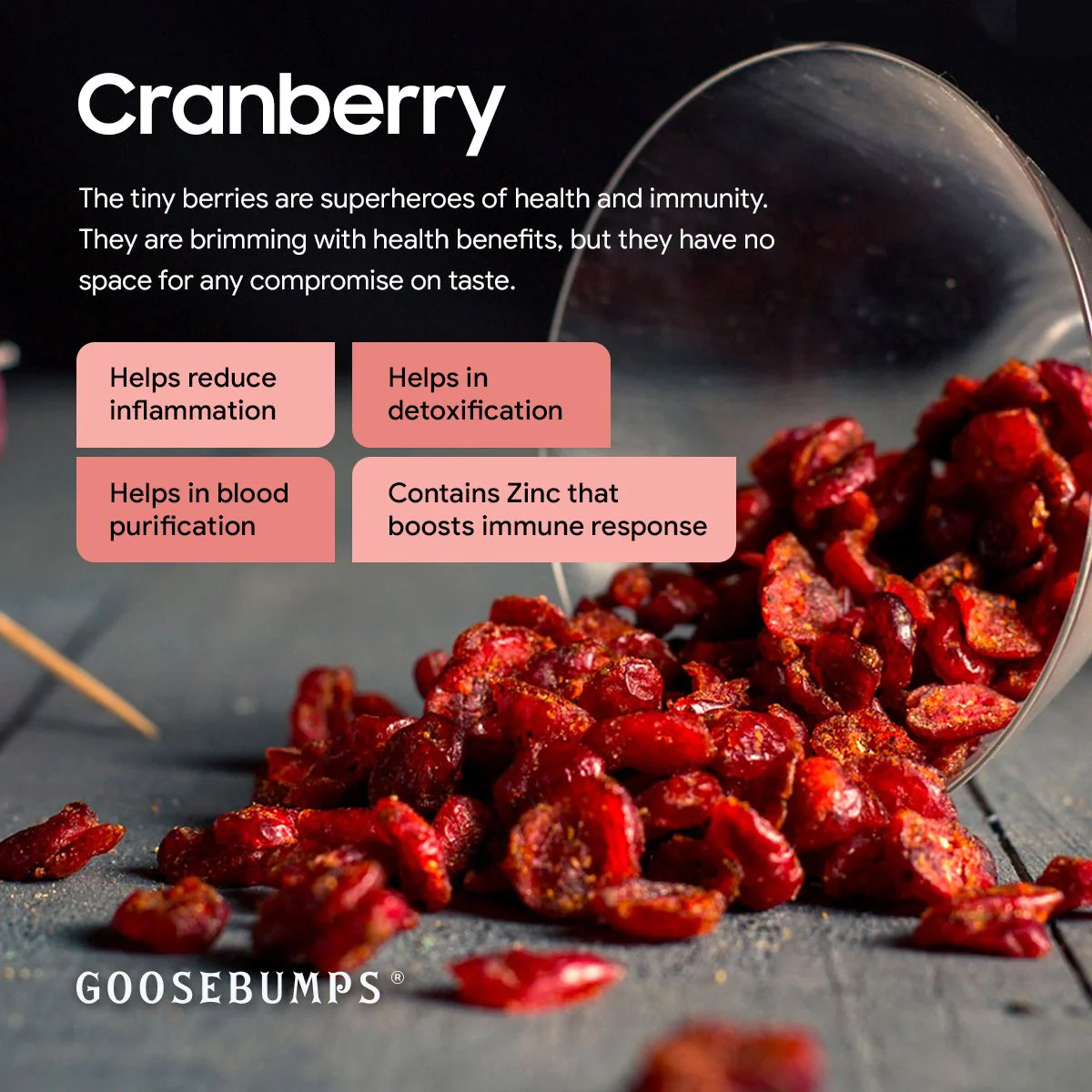 Goosebumps Masala Cranberry | Dried Cranberry | Chatpata Cranberry Healthy Snack for Kids and Adults | 150 GMS - Image 4