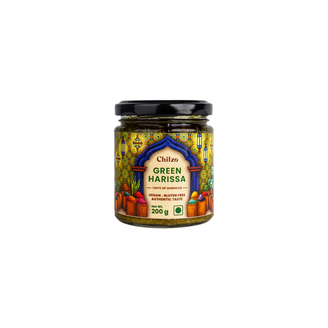 Green Harissa Paste,200g (Herby Morrocan Paste, No Artificial Colors/Flavors, Dip, Spread, Marinate, Cook)