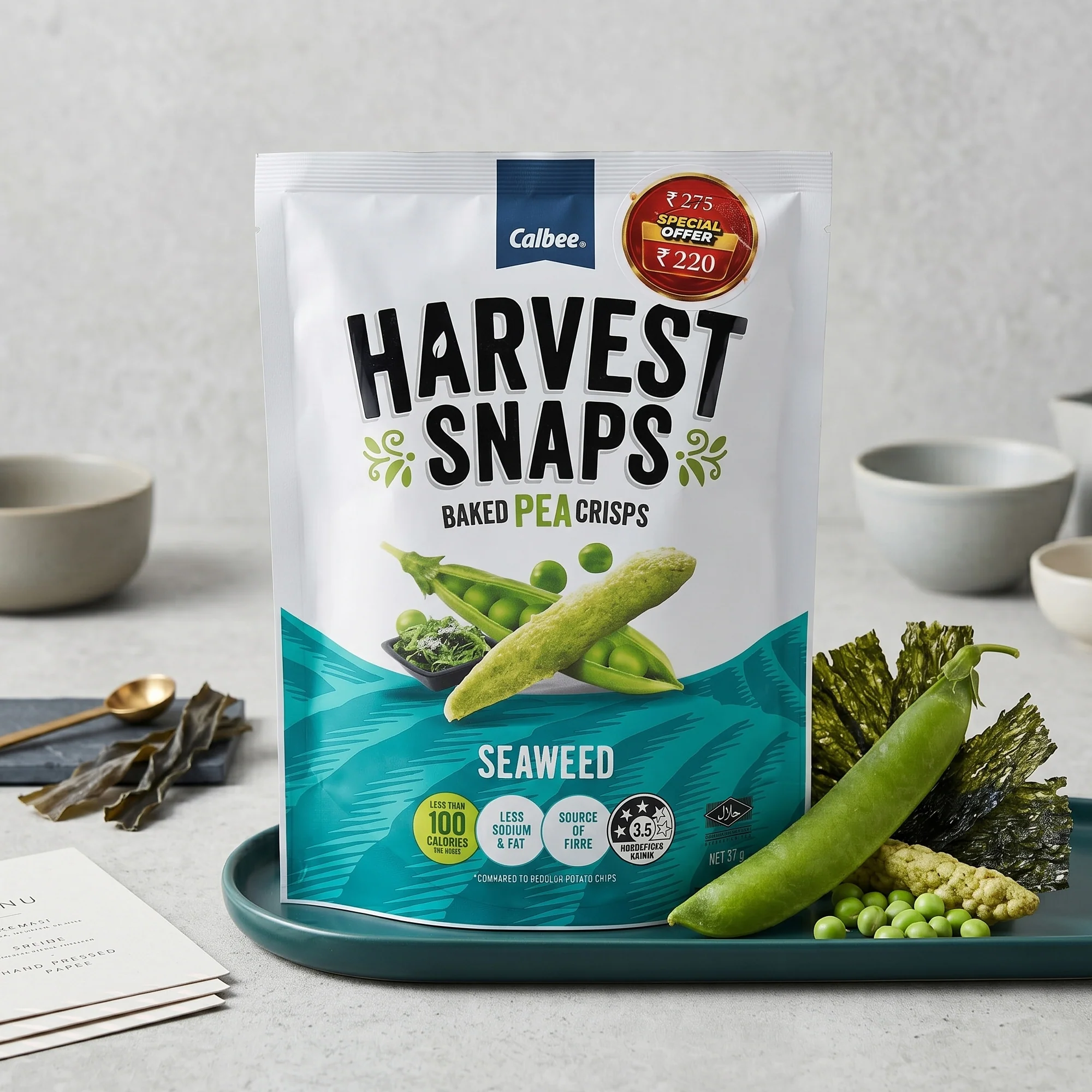 Harvest Snaps Baked Pea Crisps Seaweed, 93g - Image 3