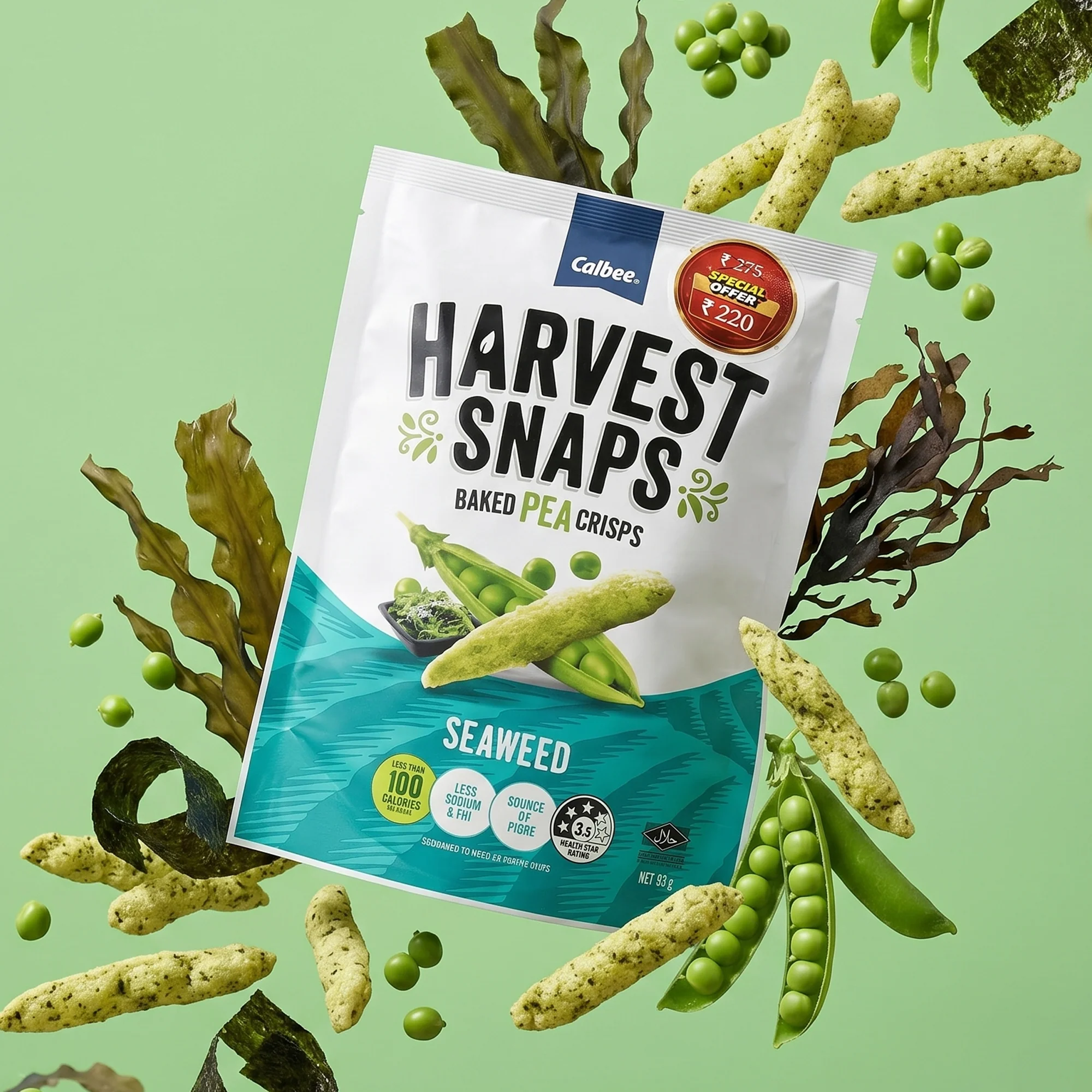Harvest Snaps Baked Pea Crisps Seaweed, 93g - Image 4