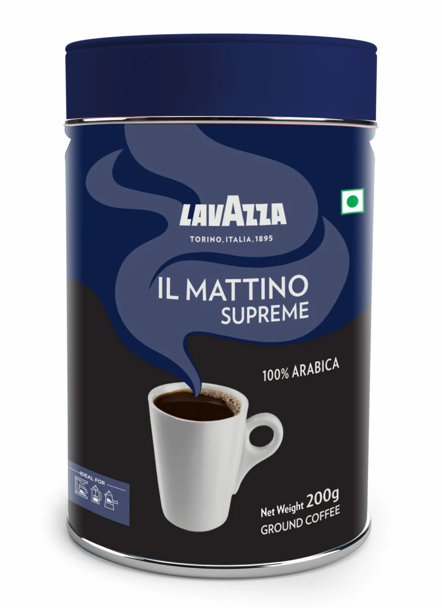 Il Mattino Supreme |Pure Ground Coffee | Premium Arabica | Medium Roast | Notes of Nuts & Dried Fruits | Intensity 5 | 200g Tin