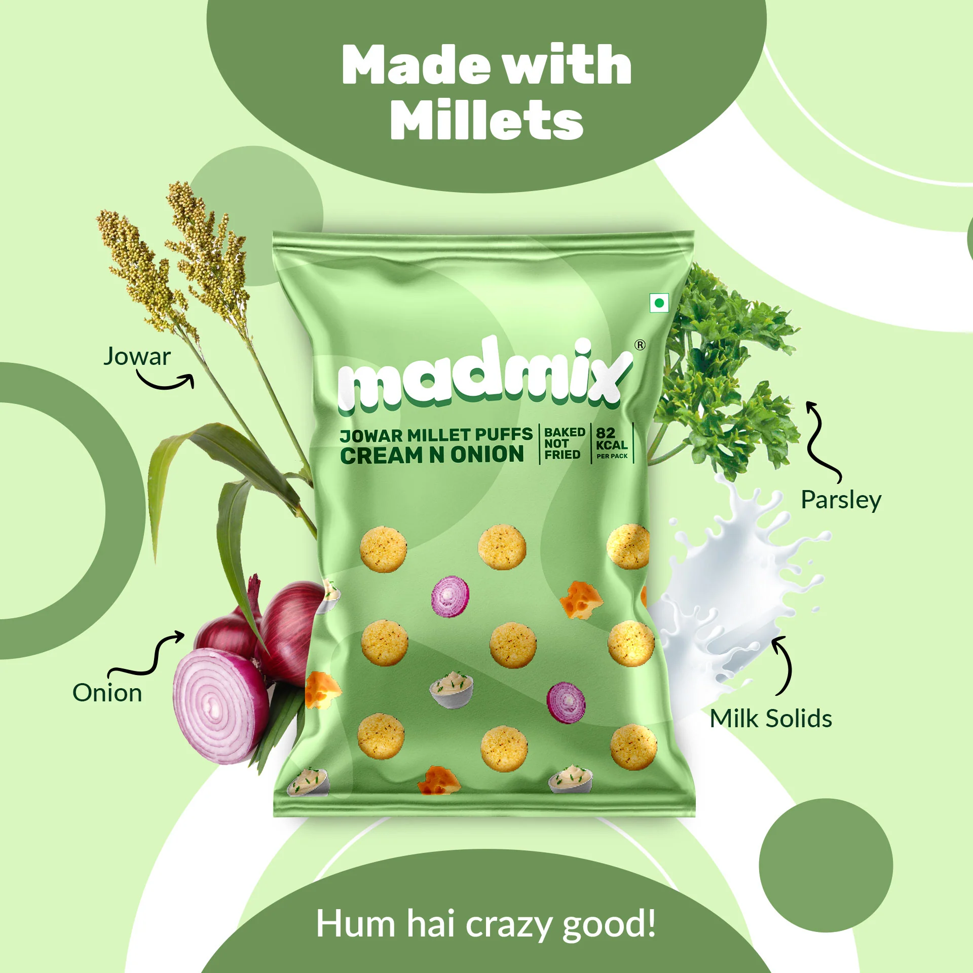 Jowar Millet Puffs Cream & Onion, 50g - Image 3