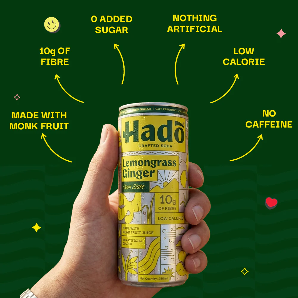 Hadō Lemongrass Ginger Crafted Soda, 250ml x 4 (10g Fibre, Zero Added Sugar) - Image 5