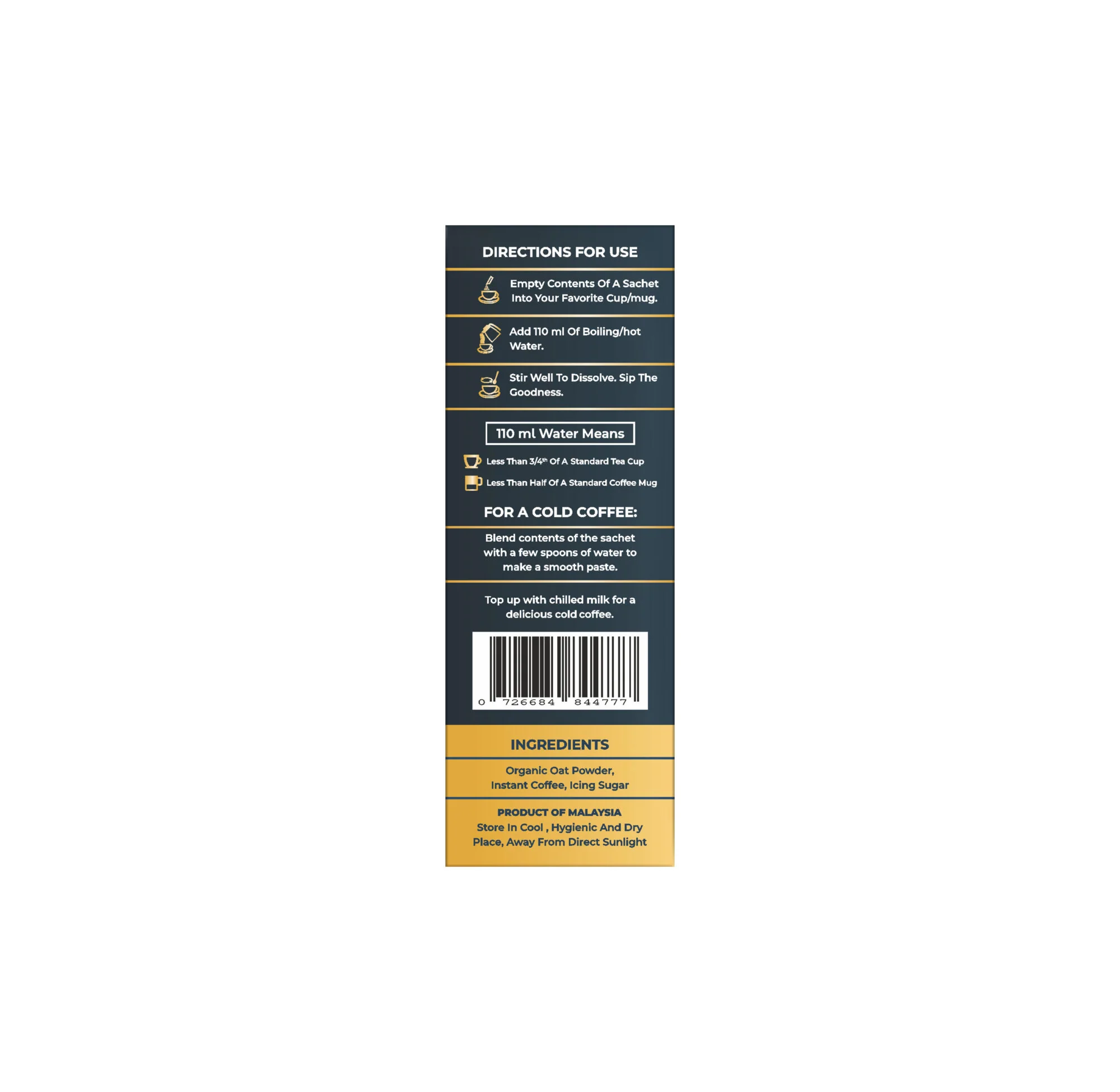 Oat-A-Latte Premium Instant Coffee Premix, 125g (Plant-Based| Box of 5 single-serve sachets of 25 gms each) - Image 6