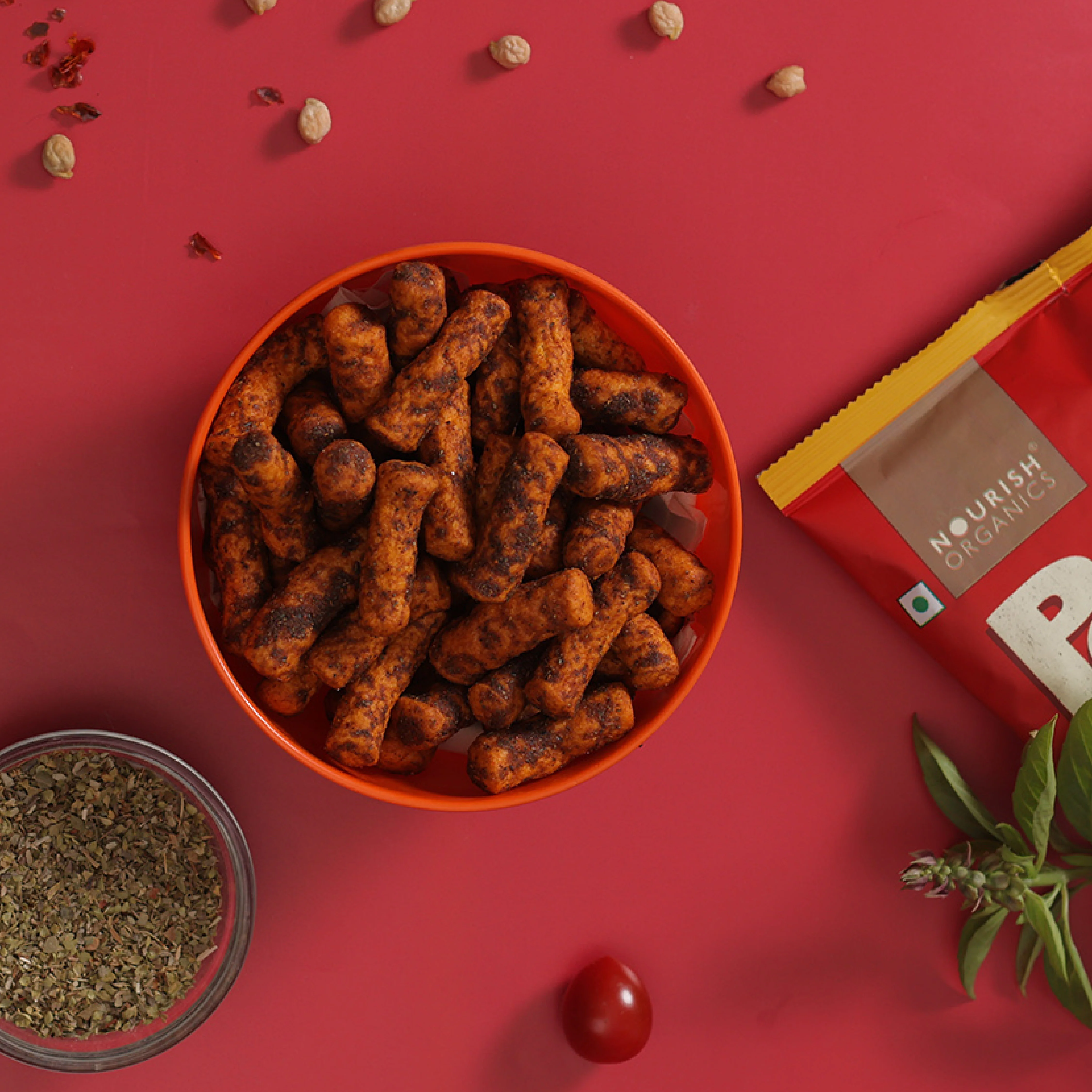 Nourish Organics Popeas Organic Chickpea Protein Puffs - NYC Pizza, 60gm (Gluten-free) - Image 2