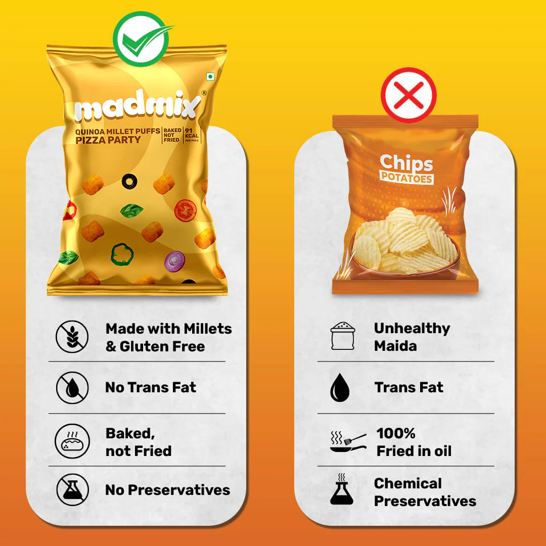 Quinoa Millet Puffs Pizza Party, 50g - Image 3
