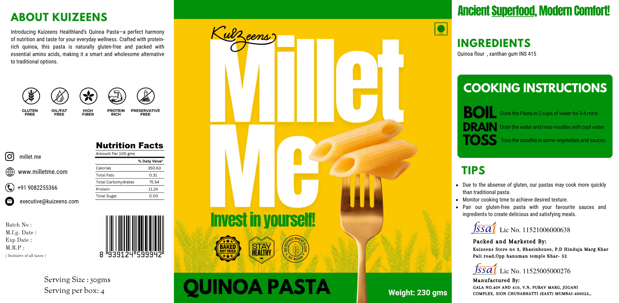 Quinoa Pasta, 230g (Complete Protein & Gluten-free) - Image 2