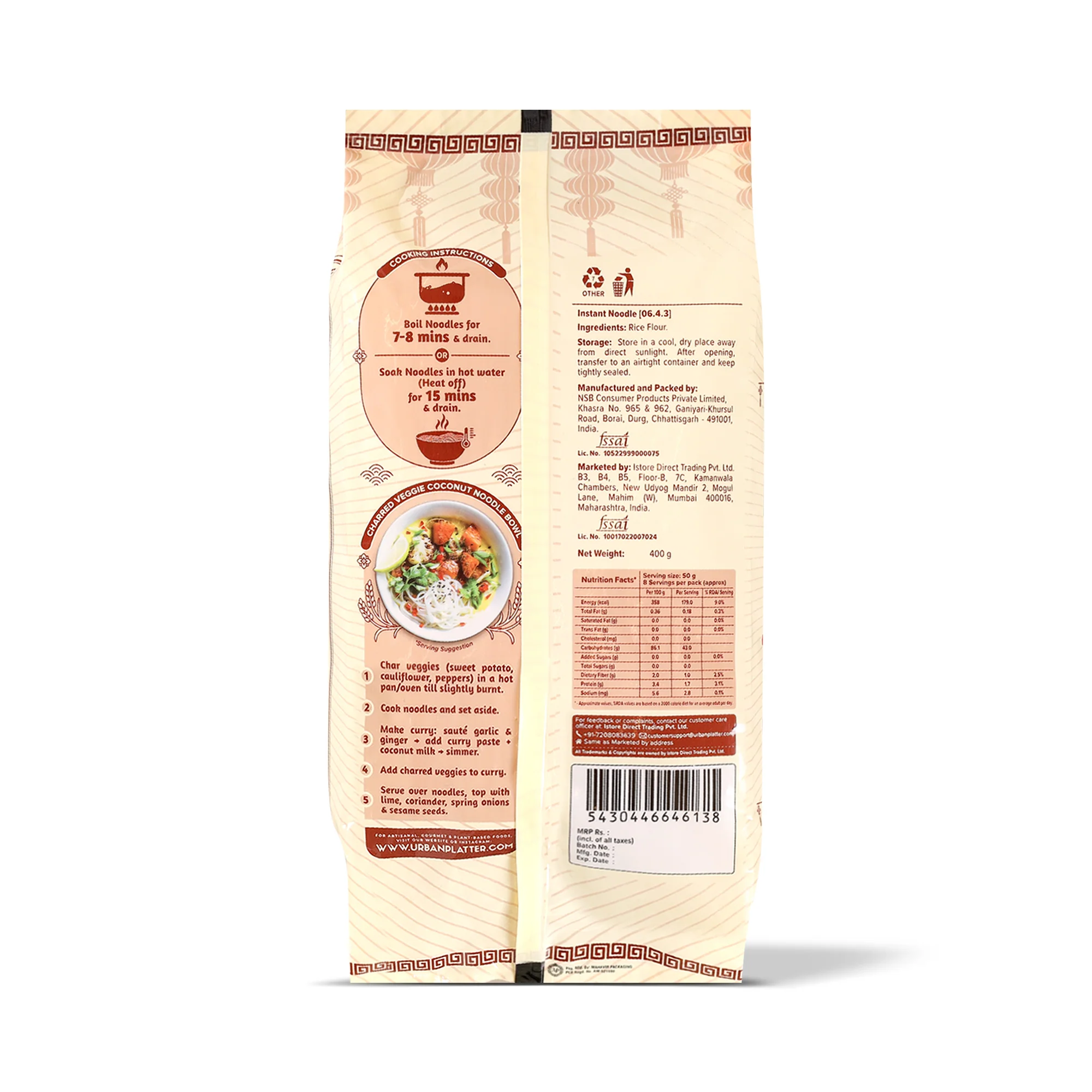 Rice Noodles, 400g (Naturally Gluten-free, Made with Rice Flour, No Additives, Perfect for all Pan Asian Cooking) - Image 3
