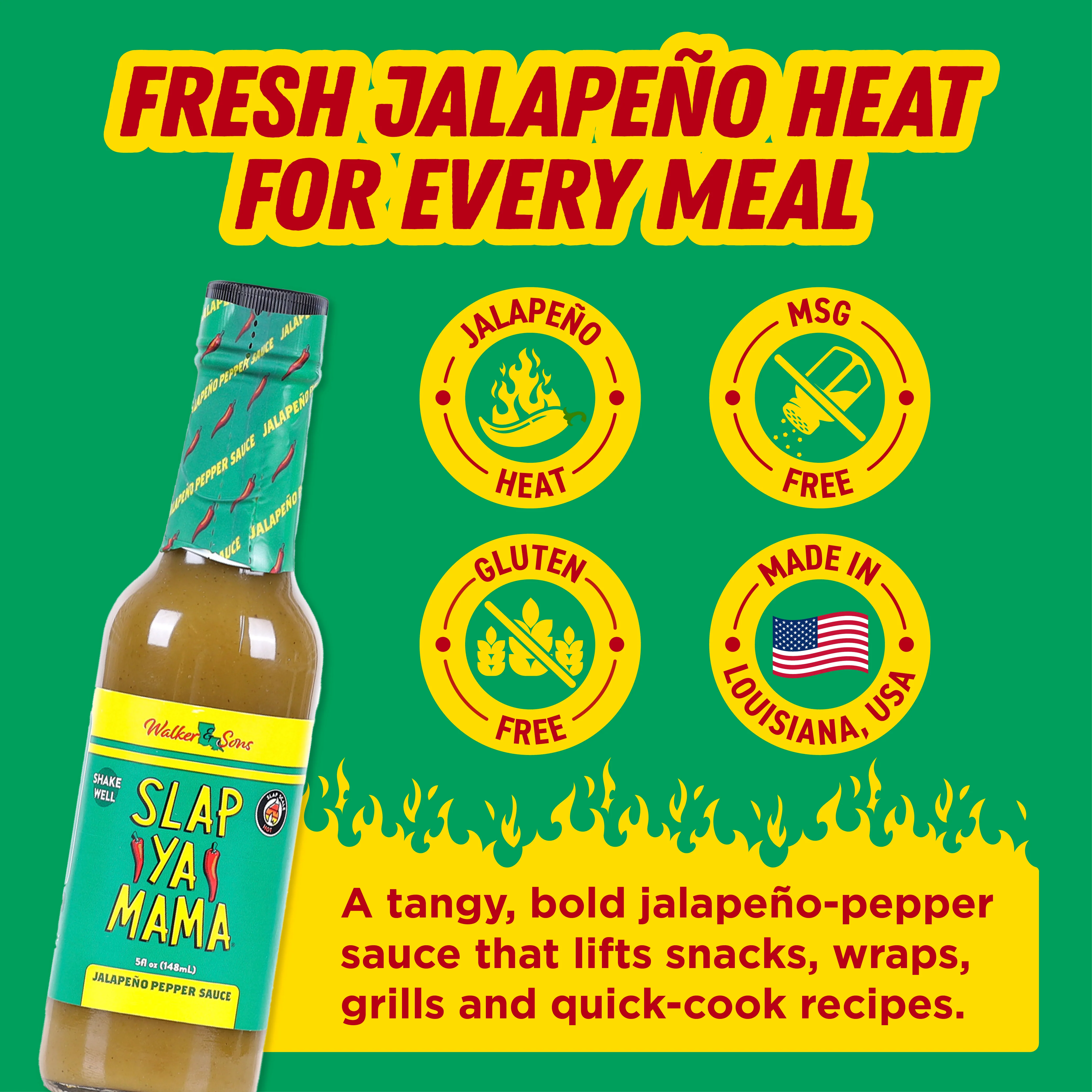 Slap Ya Mama Jalapeno Hot Pepper Sauce, 148ml (Bold Jalapeno Pepper Flavor for Everyday Cooking, No MSG, Gluten-free) - Image 4