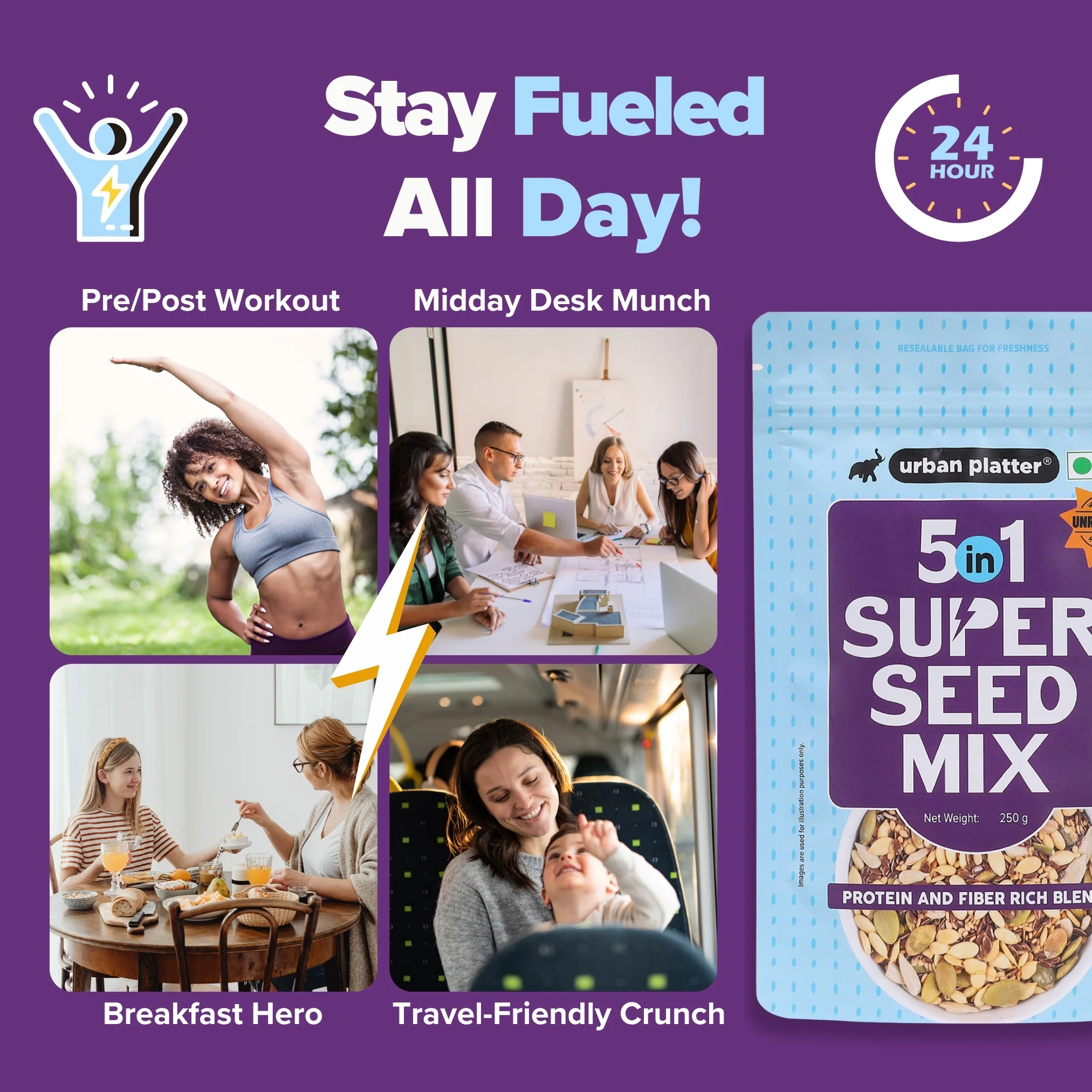Unroasted 5-in-1 Super Seed Mix, 250g (High Protein & Fiber | Pumpkin, Sunflower, Watermelon, Sesame & Flax Seed Blend | Raw & Ready-to-Eat Superfood Snack) - Image 9