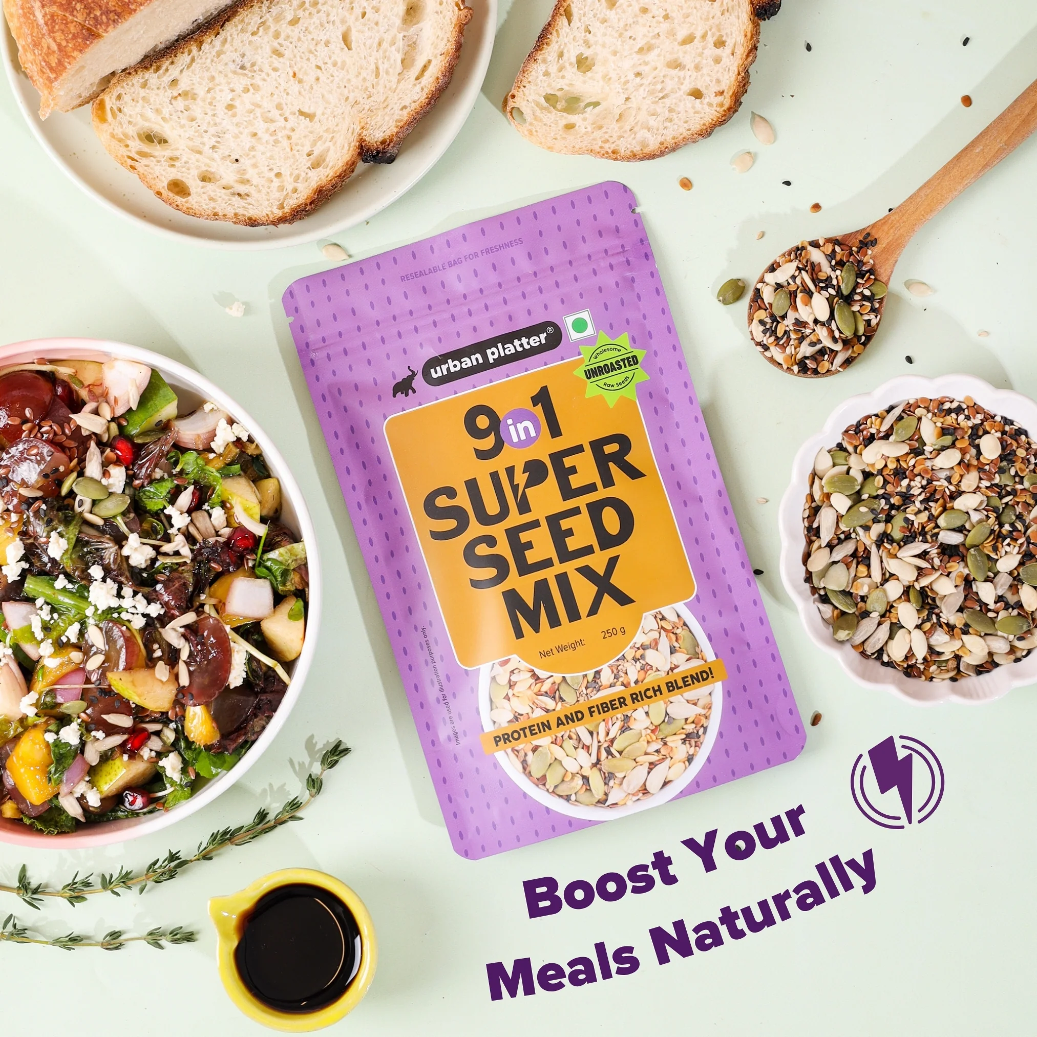 Unroasted 9-in-1 Super Seed Mix, 250g (High Protein & High Fiber Blend | Raw & Ready-to-Eat Superfood Snack) - Image 7