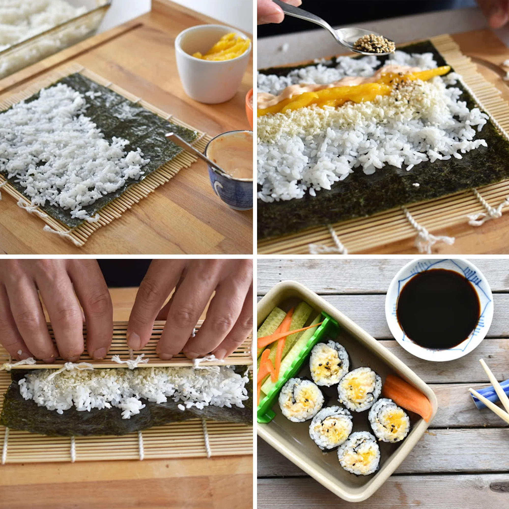 All Natural Bamboo Sushi Rolling Mat (100% Authentic Sushi Rolling Mat - 9.5 Inch x 10 Inch | Make Sushi at home) - Image 6