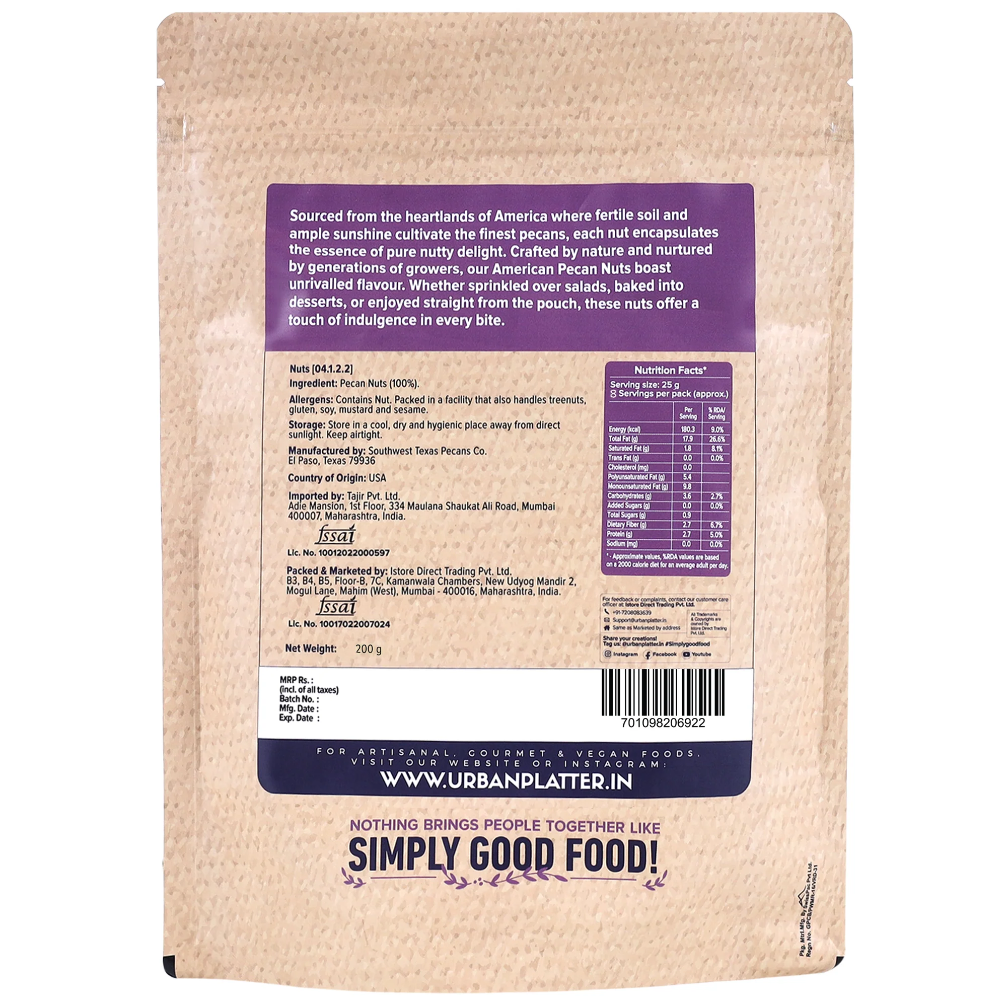 American Pecan Nuts, 200g (Rich in Fibre & Healthy Fats | Ideal for Snacking & Baking | Halves) - Image 2