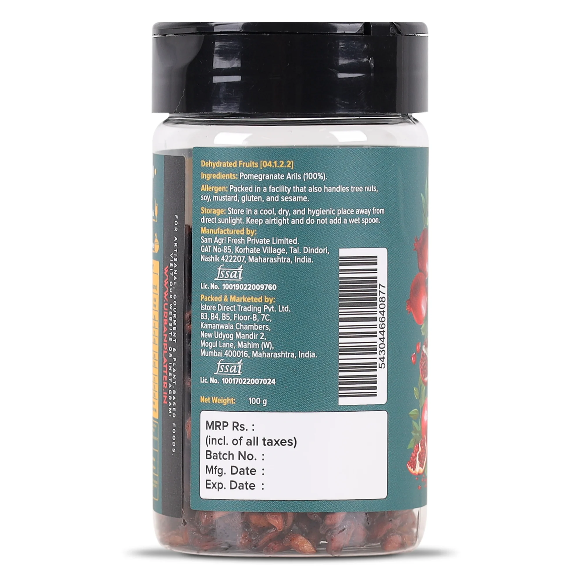 Anardana, 100g [Dried Pomegranate Arils, Healthy Snacks, Naturally sweet, Superfood goodness] - Image 2