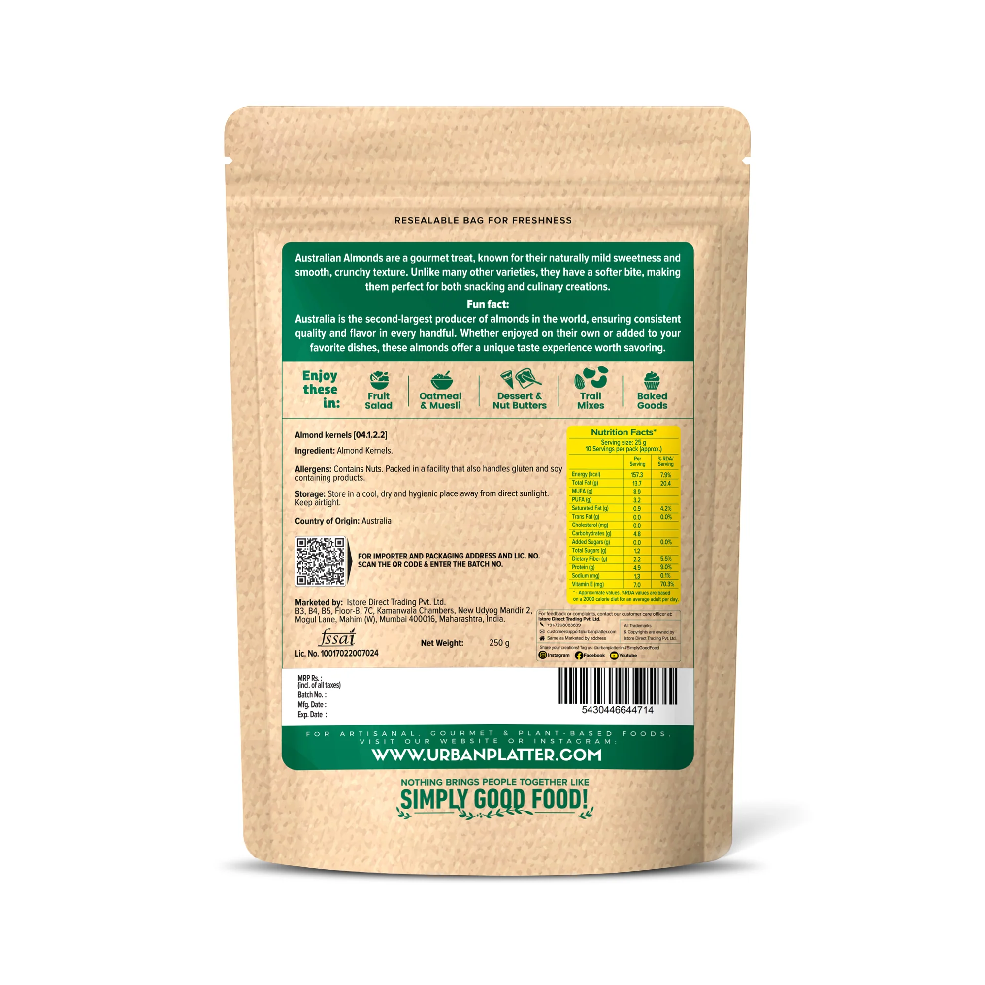 Australian Almonds, 250g (Fresh, Crunchy, Carefully Sourced for Daily Wellness) - Image 2