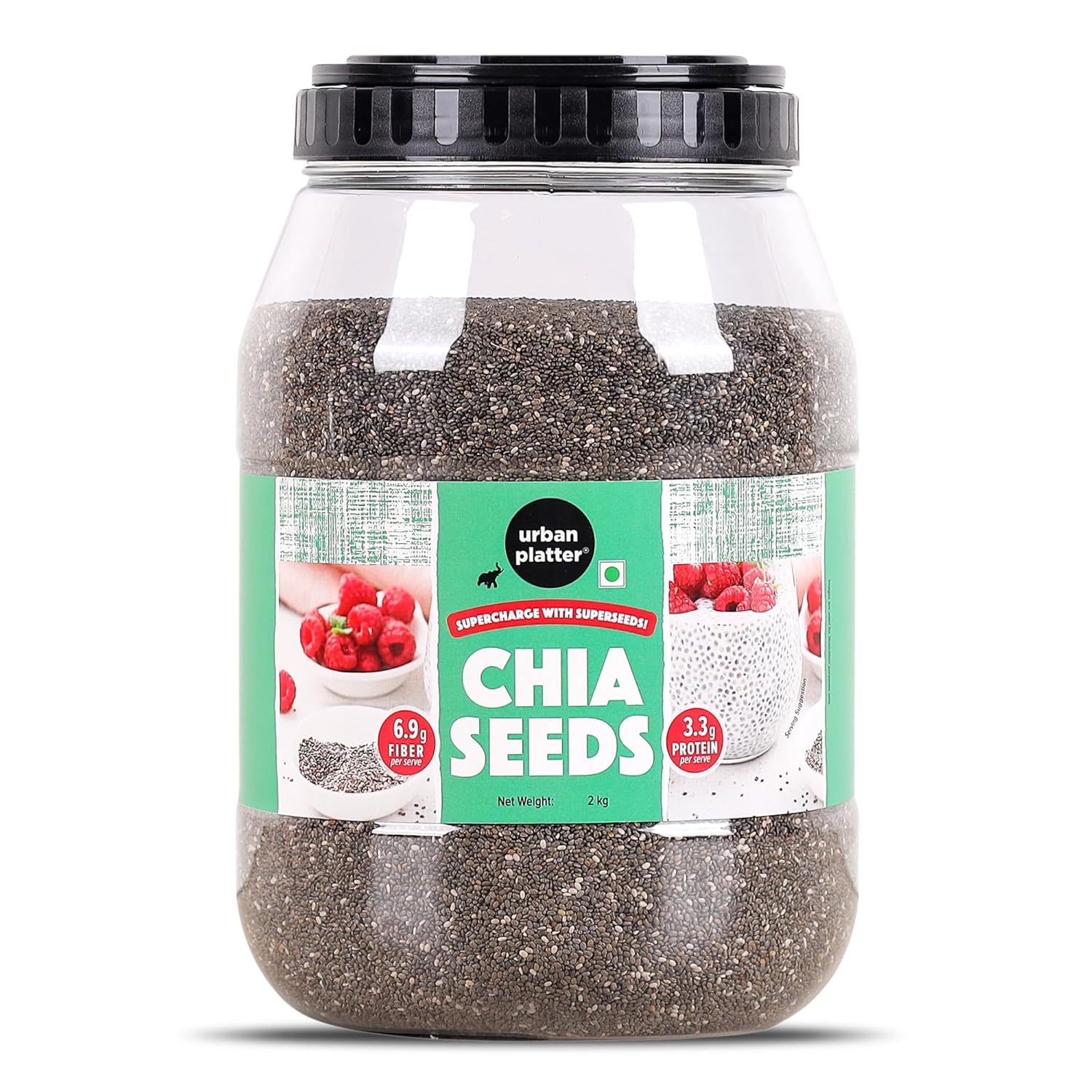 Black Chia Seeds, 2Kg (Rich in Omega-3, Fibre & Protein | Superfood)
