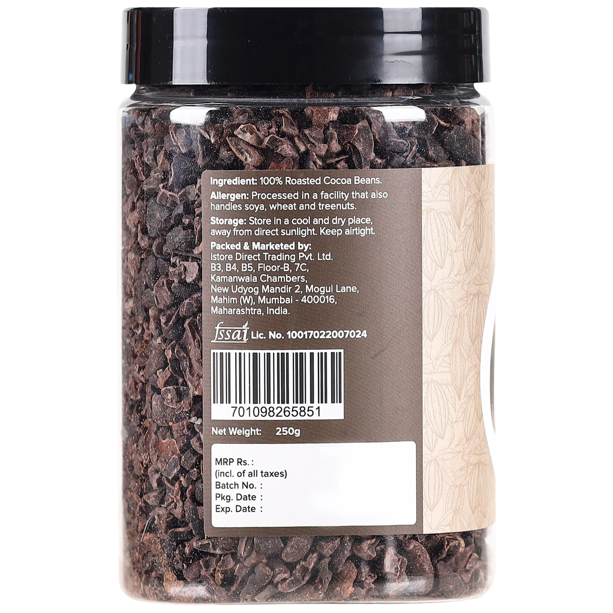 Cacao Nibs, 250g (Roasted & Cracked | Unsweetened | 100% Cacao Bean Bits | Aromatic & Crunchy | Antioxidant-Rich Superfood | Product of South India) - Image 2