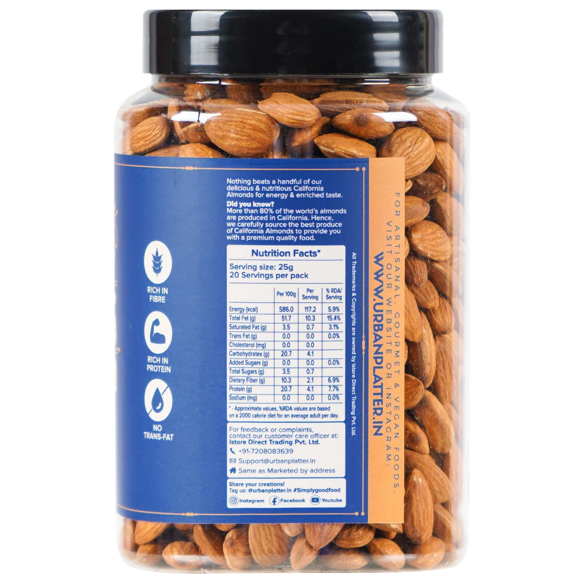 Raw California Almonds, 500g (Rich in Fibre | Rich in Protein) - Image 3