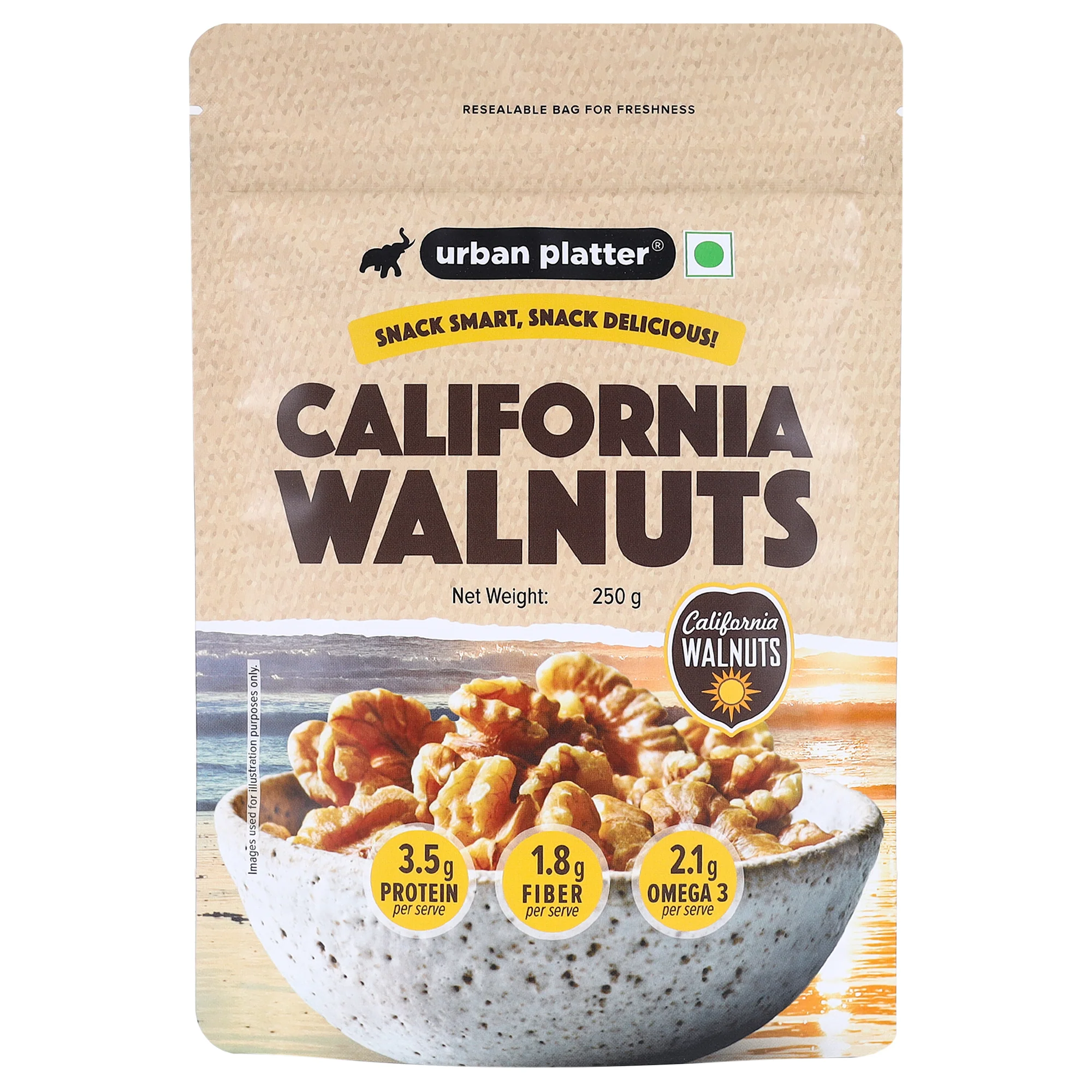California Walnut Kernels, 250g (Shelled Halves, Rich in Omega-3 & Antioxidants, Heart-Healthy Snack)