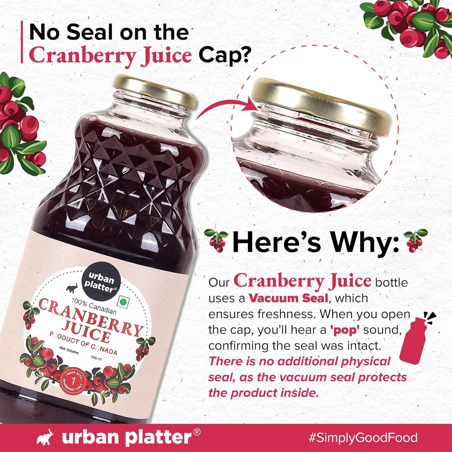 100% Canadian Cranberry Juice, 946ml (No Added Sugar | Preservative-Free | Antioxidant-Rich) - Image 6