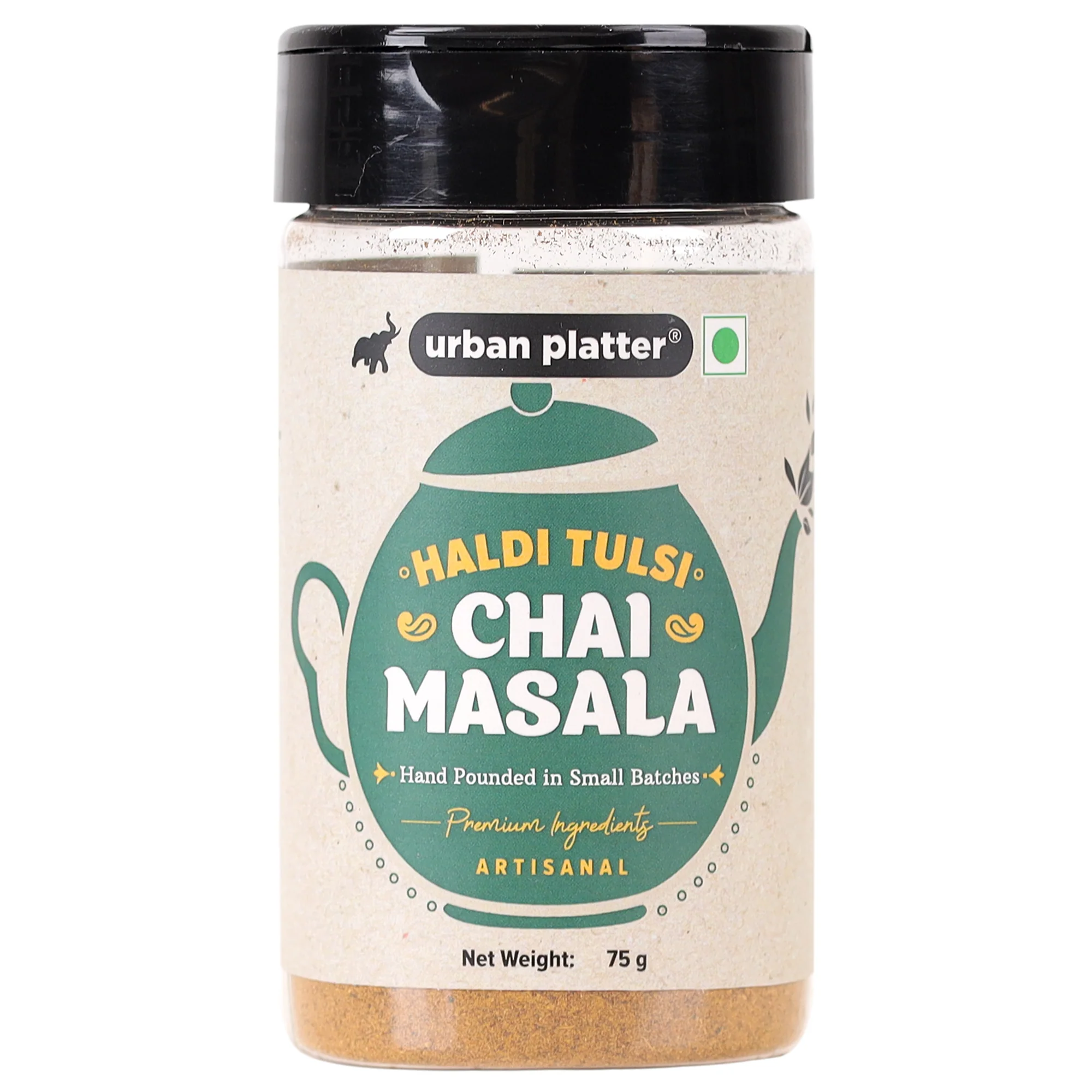 Haldi Tulsi Chai Masala, 75g (Turmeric & Basil | Artisanal Tea Spice | Hand Pounded | Strong Aroma and Flavour)