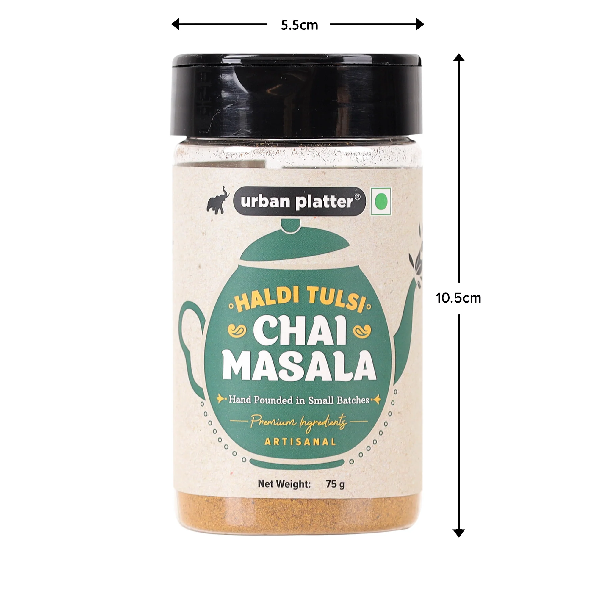 Haldi Tulsi Chai Masala, 75g (Turmeric & Basil | Artisanal Tea Spice | Hand Pounded | Strong Aroma and Flavour) - Image 2
