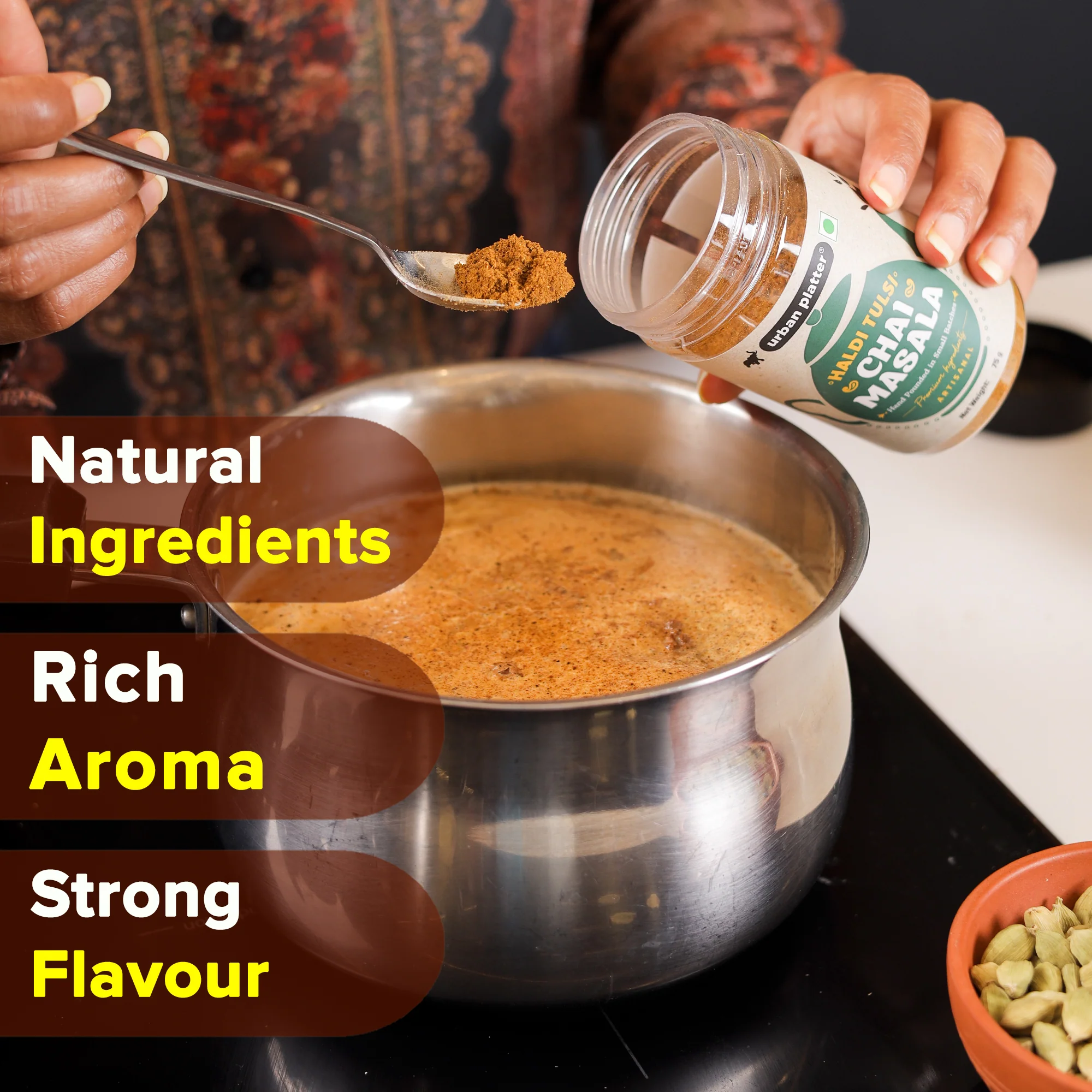 Haldi Tulsi Chai Masala, 75g (Turmeric & Basil | Artisanal Tea Spice | Hand Pounded | Strong Aroma and Flavour) - Image 8