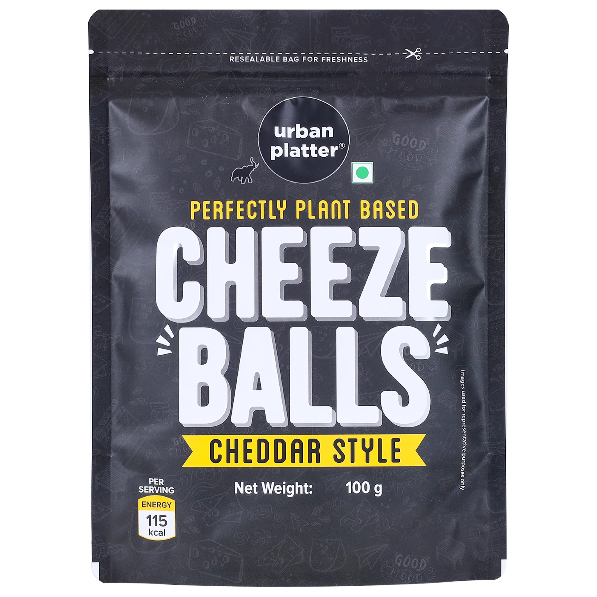 Cheese Balls, 100g (Cheddar Flavour, Plant-Based Snack)