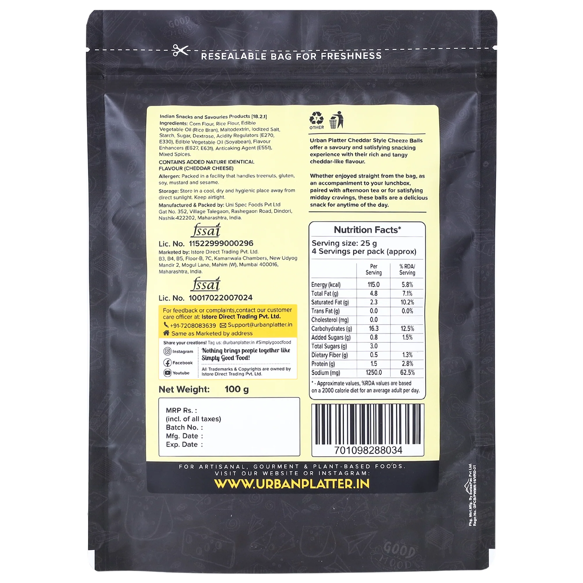 Cheese Balls, 100g (Cheddar Flavour, Plant-Based Snack) - Image 2