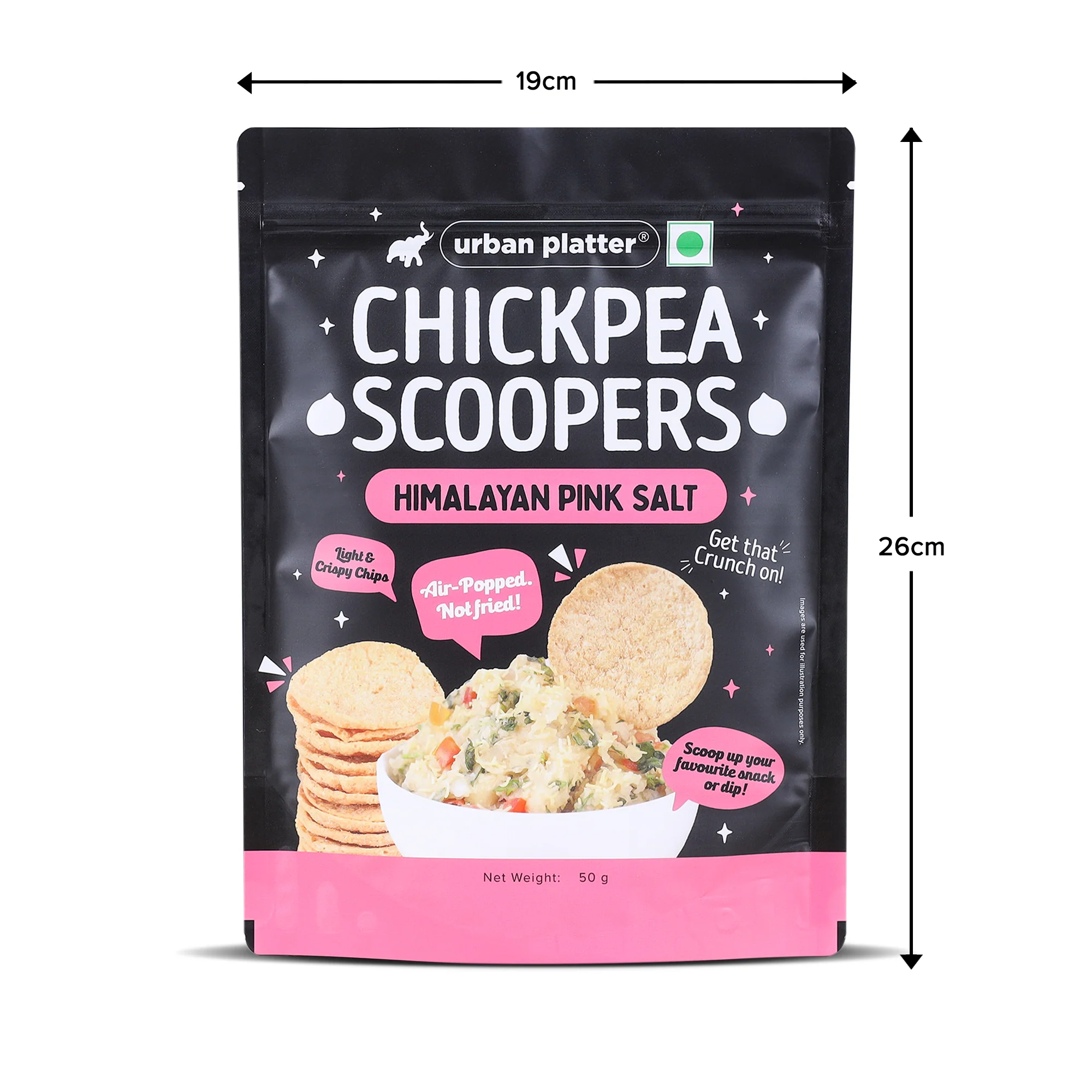 Chickpea Scoopers - Himalayan Pink Salt, 50g (Popped Chips | Lightly Salted | Air Popped, Not Fried) - Image 10